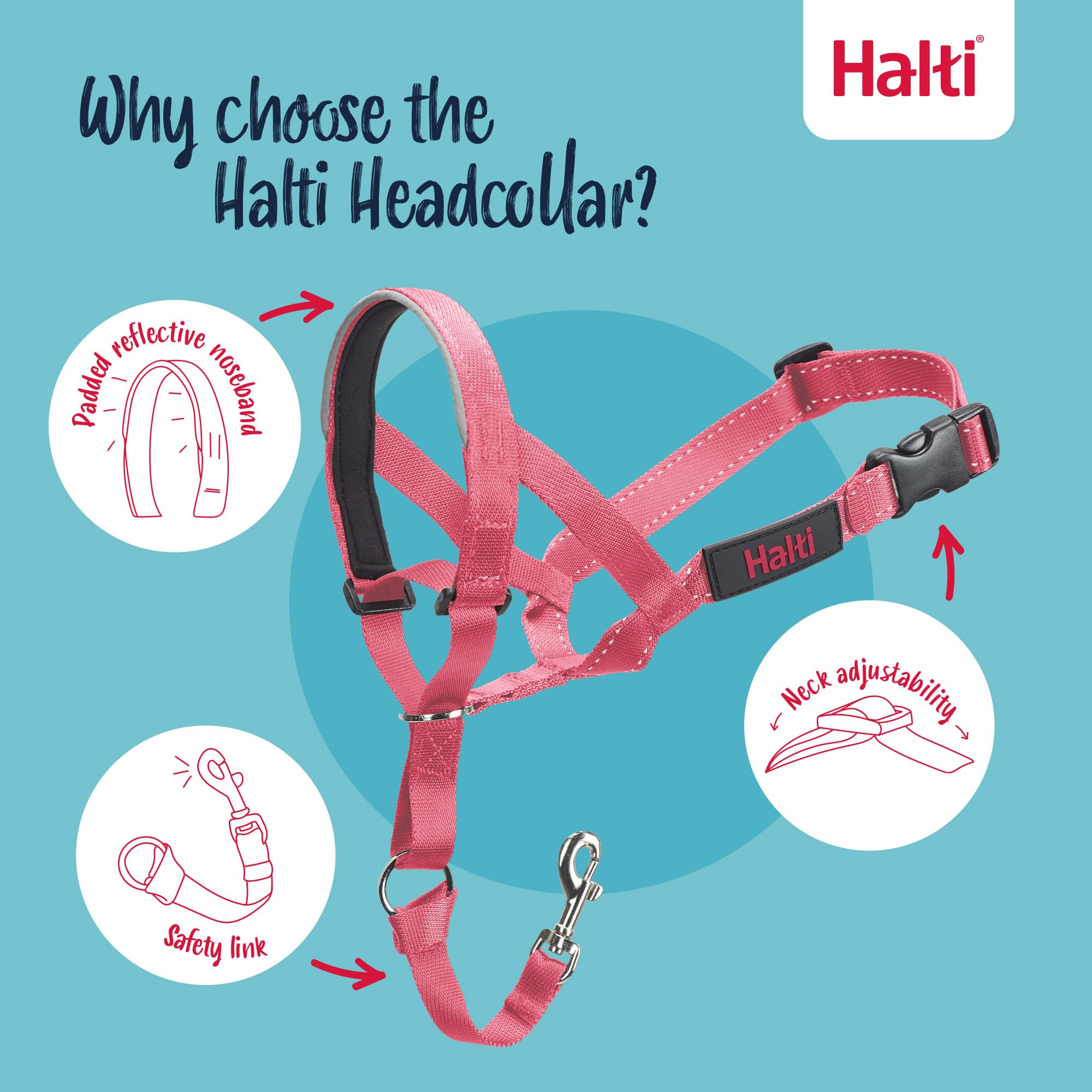 Halti Headcollar for Dogs - Stops Pulling | Size 2, Pink 3