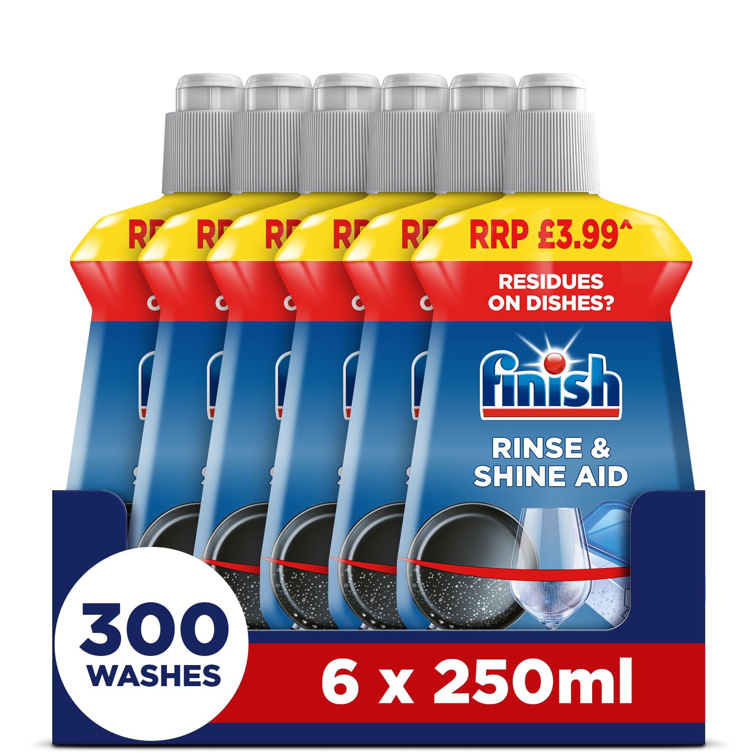 Finish Dishwasher Rinse & Shine Aid - 100% Better Drying, Spot Prevention | 6 x 250ml 1