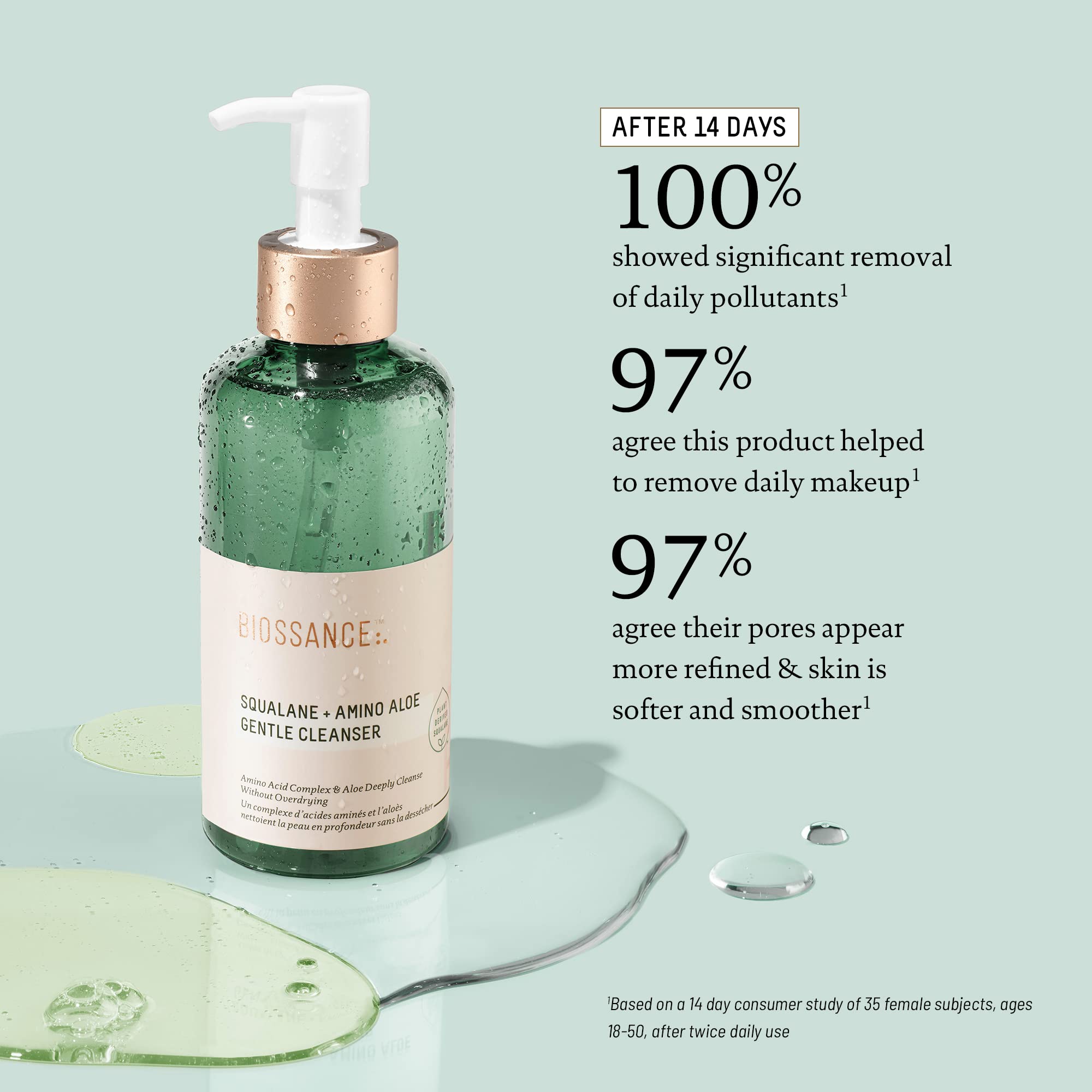 Biossance Squalane + Amino Aloe Gentle Face Wash - 200ml Foaming Cleanser for Hydration & Makeup Removal