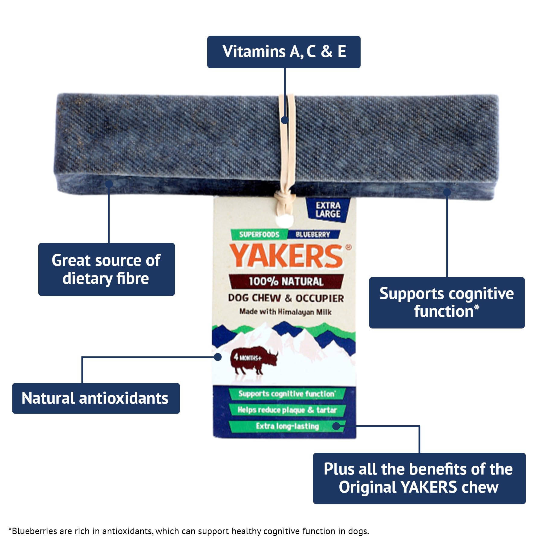 Yakers Blueberry Dog Chew Extra Large | 140g Pack of 1 | All Breeds