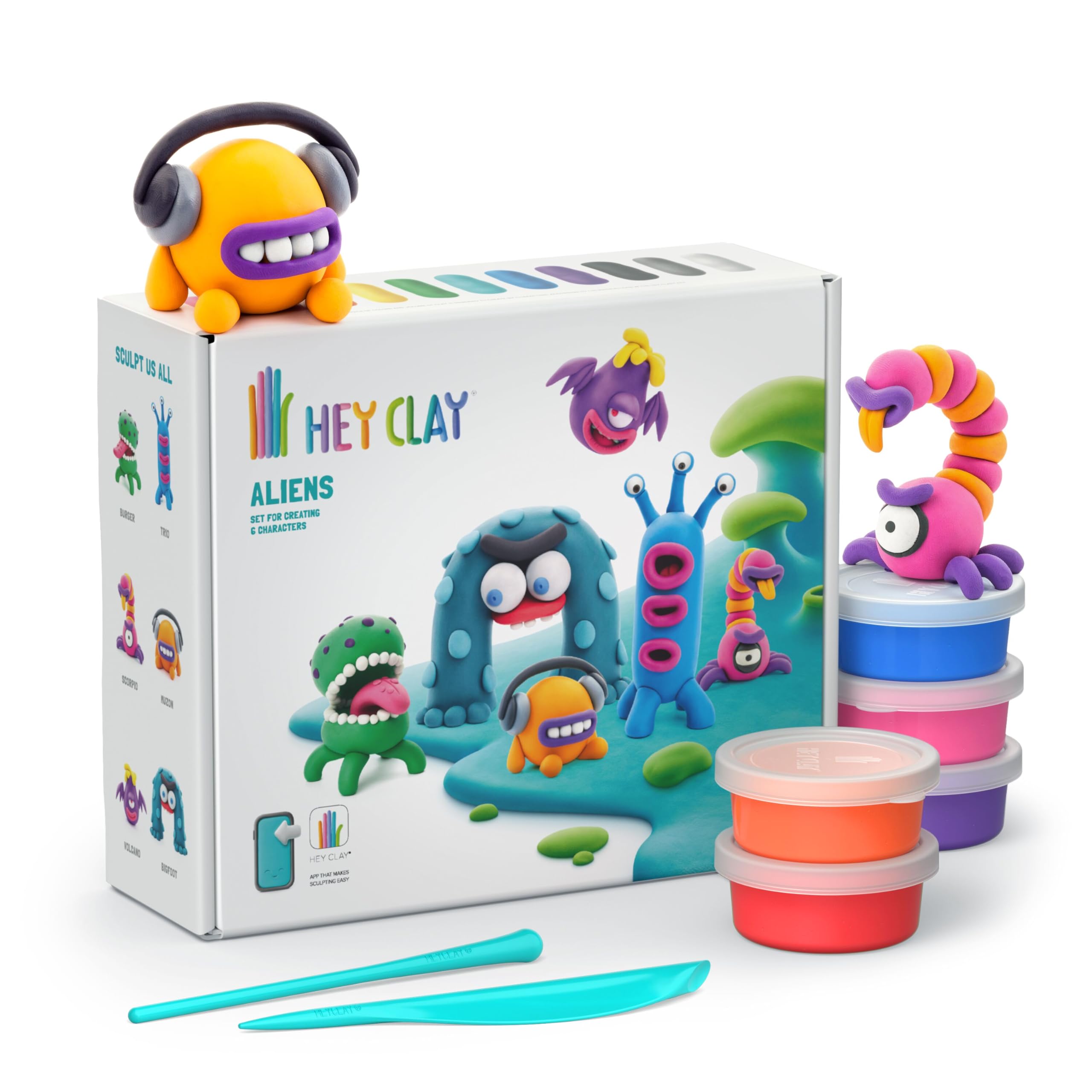 Hey Clay Aliens Set - Air Dry Clay Kit for Kids with 15 Vibrant Colors 10