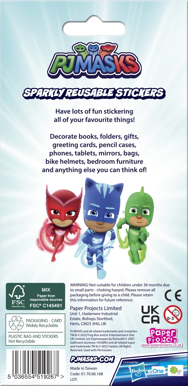 Paper Projects PJ Masks Heroes Reusable Foil Stickers - 19.5 x 9.5 cm