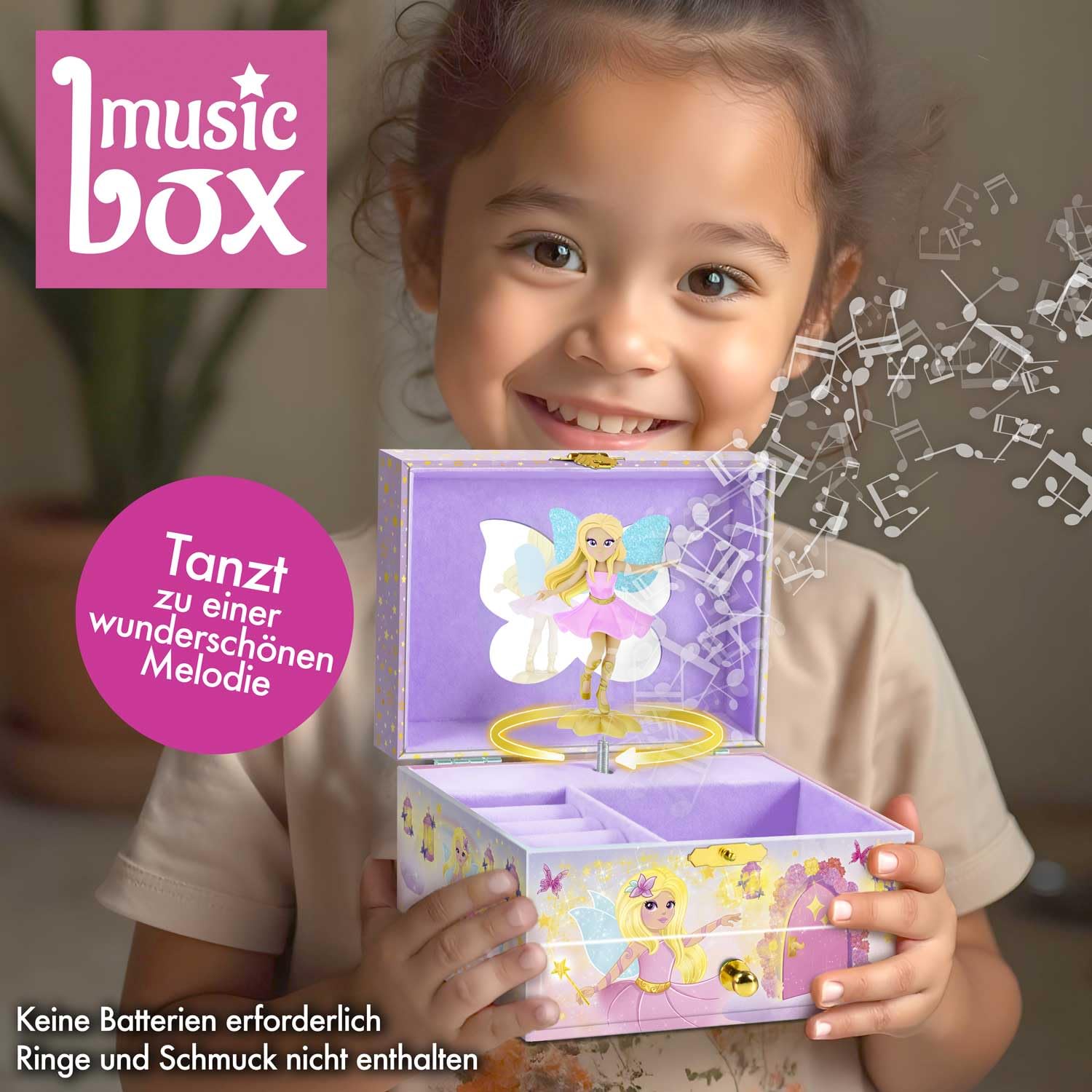 CRAZE Fairy Music Box Jewellery Box for Girls | Lila Color | Mirror & Compartments 5