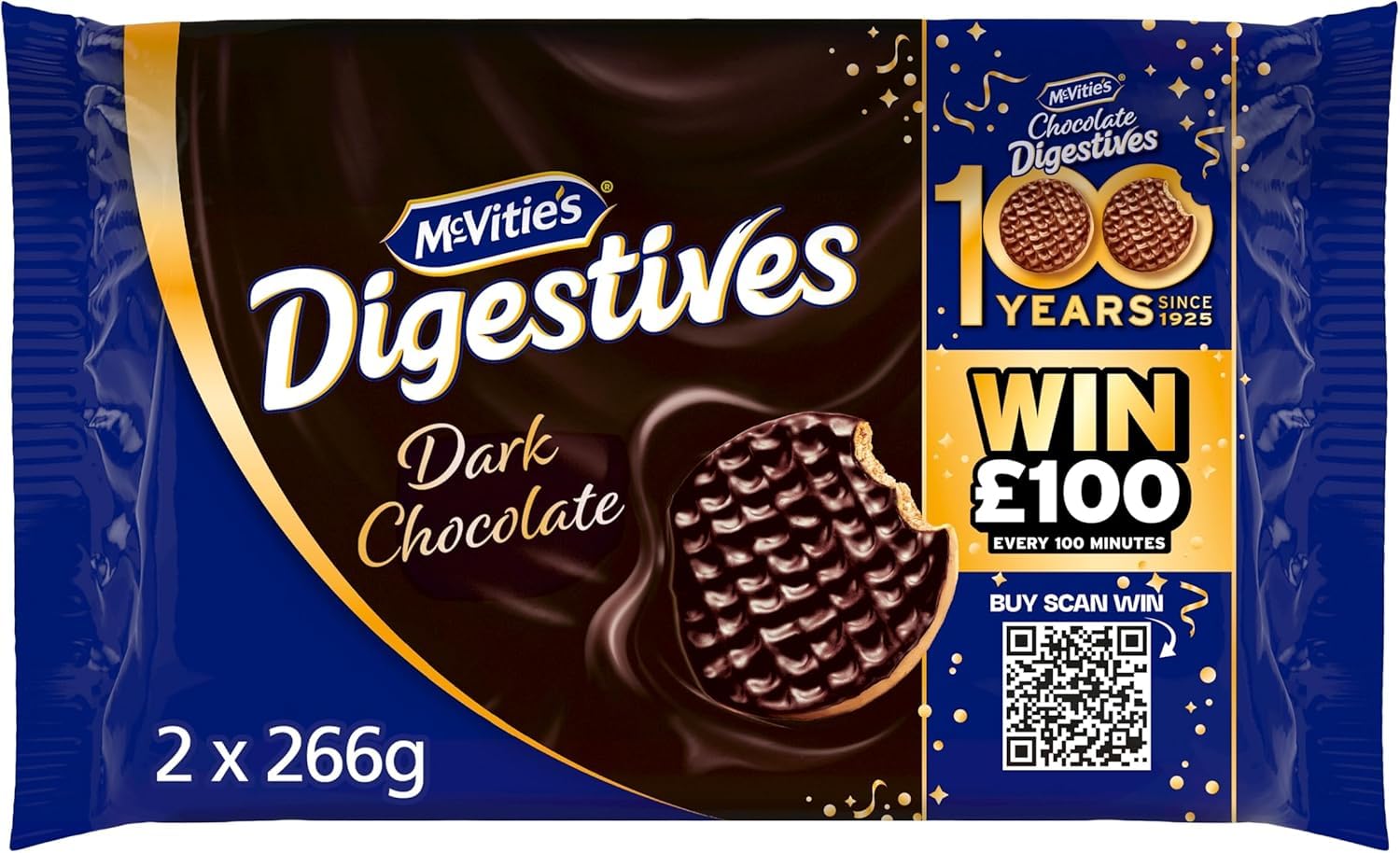 McVitie's Digestives Dark Chocolate Biscuits Twin Pack - 2 x 266g (532g Total)