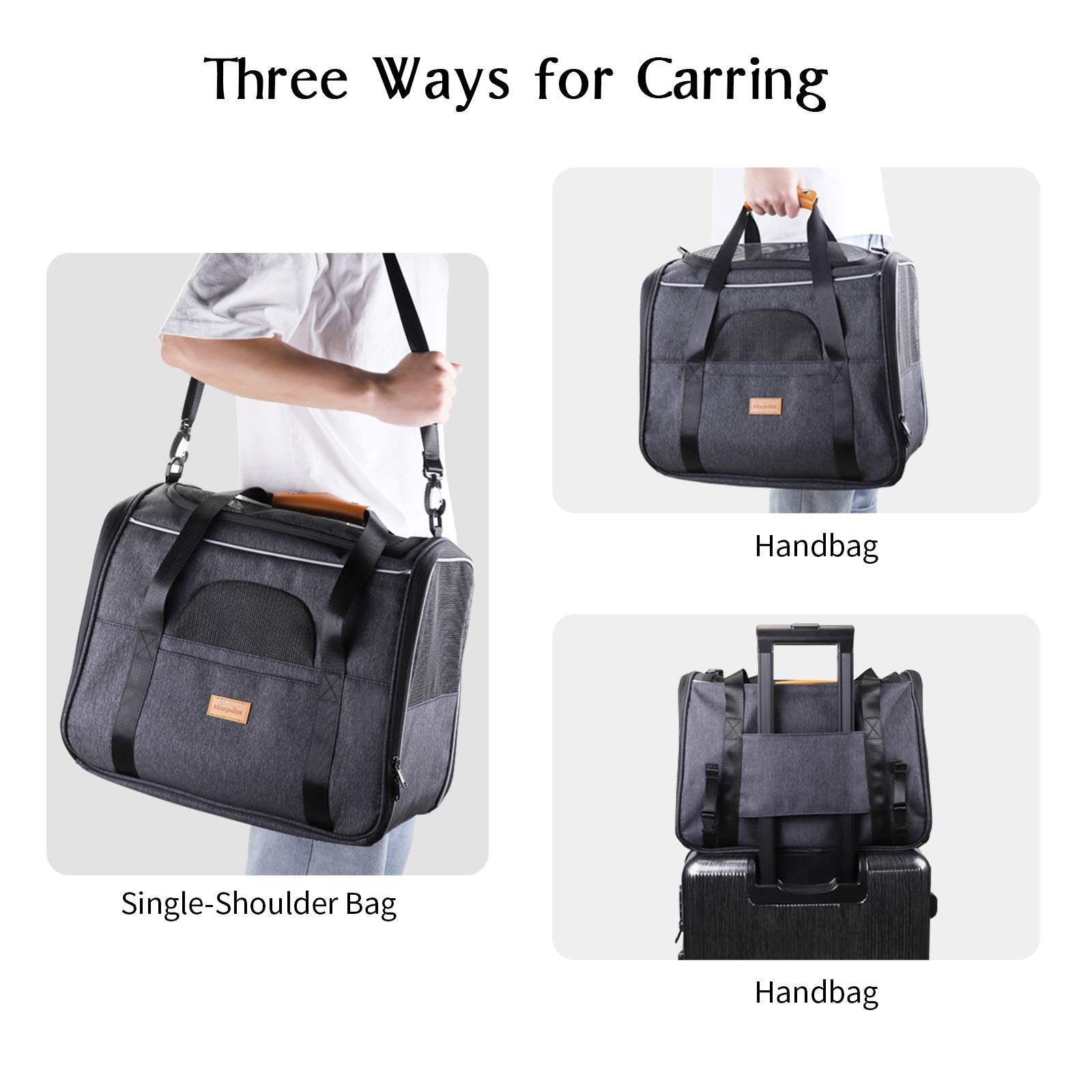 morpilot Portable Soft-Sided Pet Carrier for Cats and Small Dogs | Up to 14lbs | Durable 600D Polyester 4