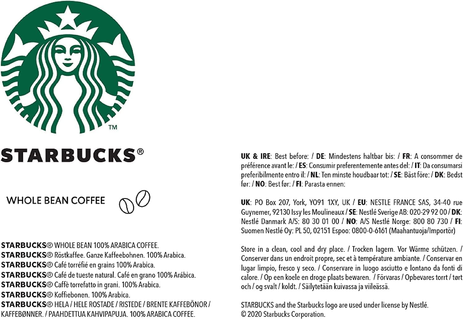 STARBUCKS Pike Place Roast Medium Roast Whole Bean Coffee - 4 x 450g Pack 7