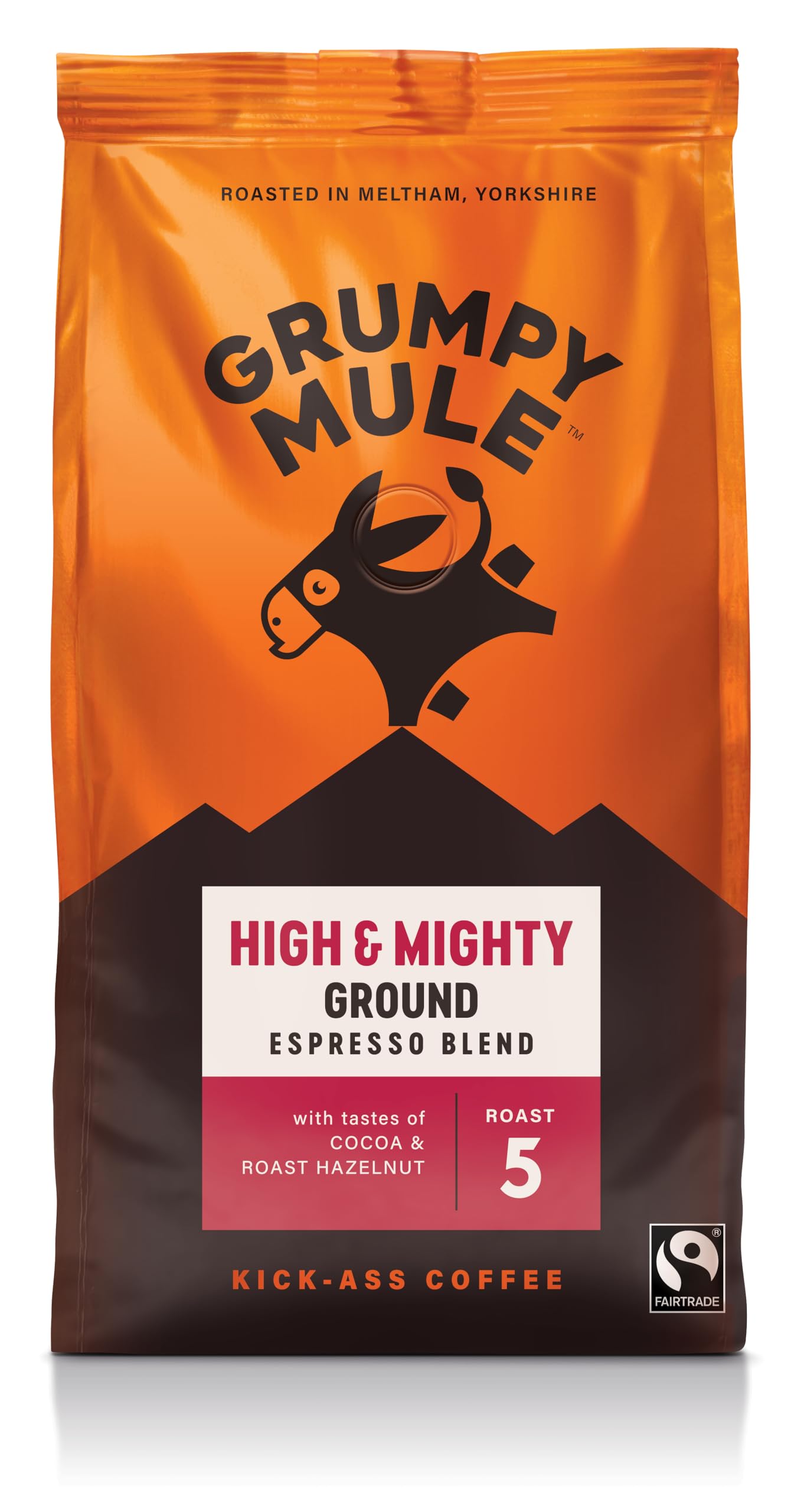 Grumpy Mule High and Mighty Espresso Blend Ground Coffee - Bold Taste, Cocoa & Hazelnut Notes | 200 g