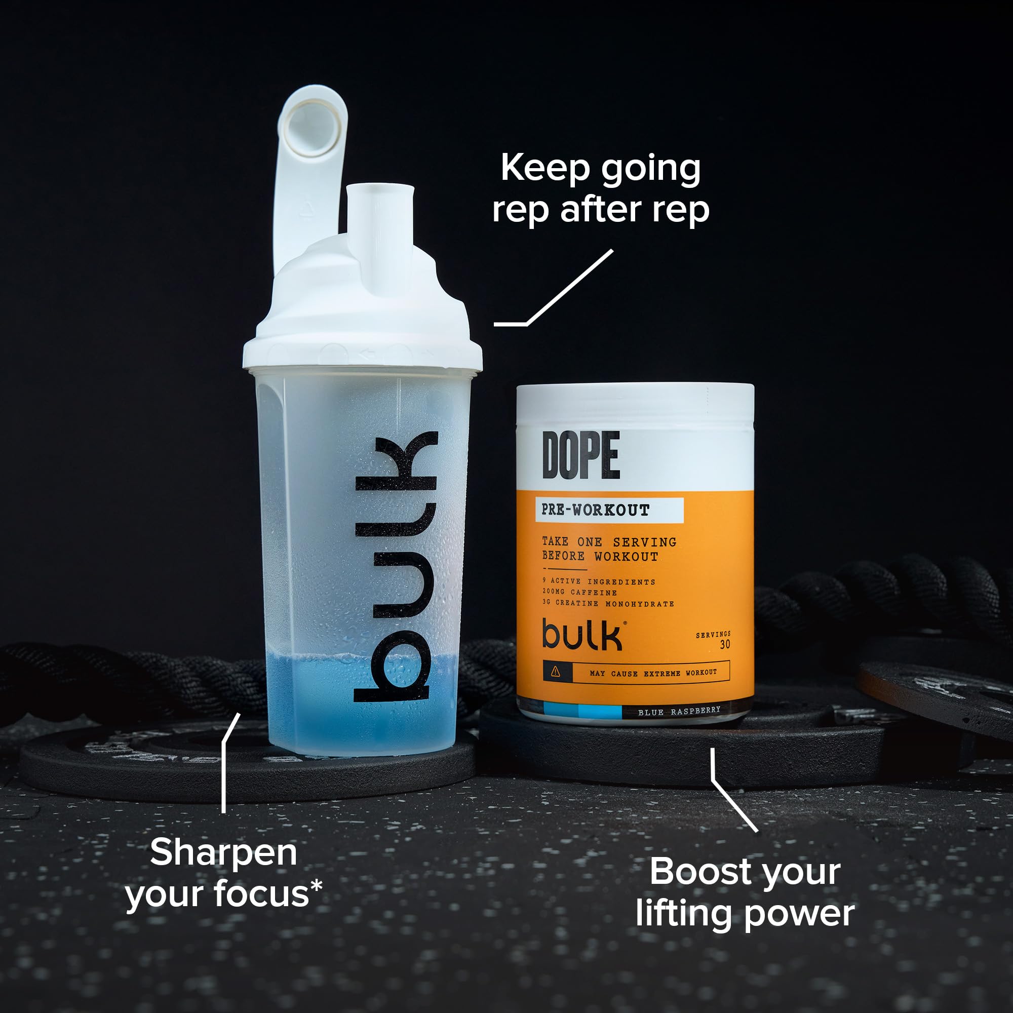 BULK POWDERS Dope Pre-Workout Powder - Orange & Mango | 3g Creatine Per Serving | 200mg Caffeine