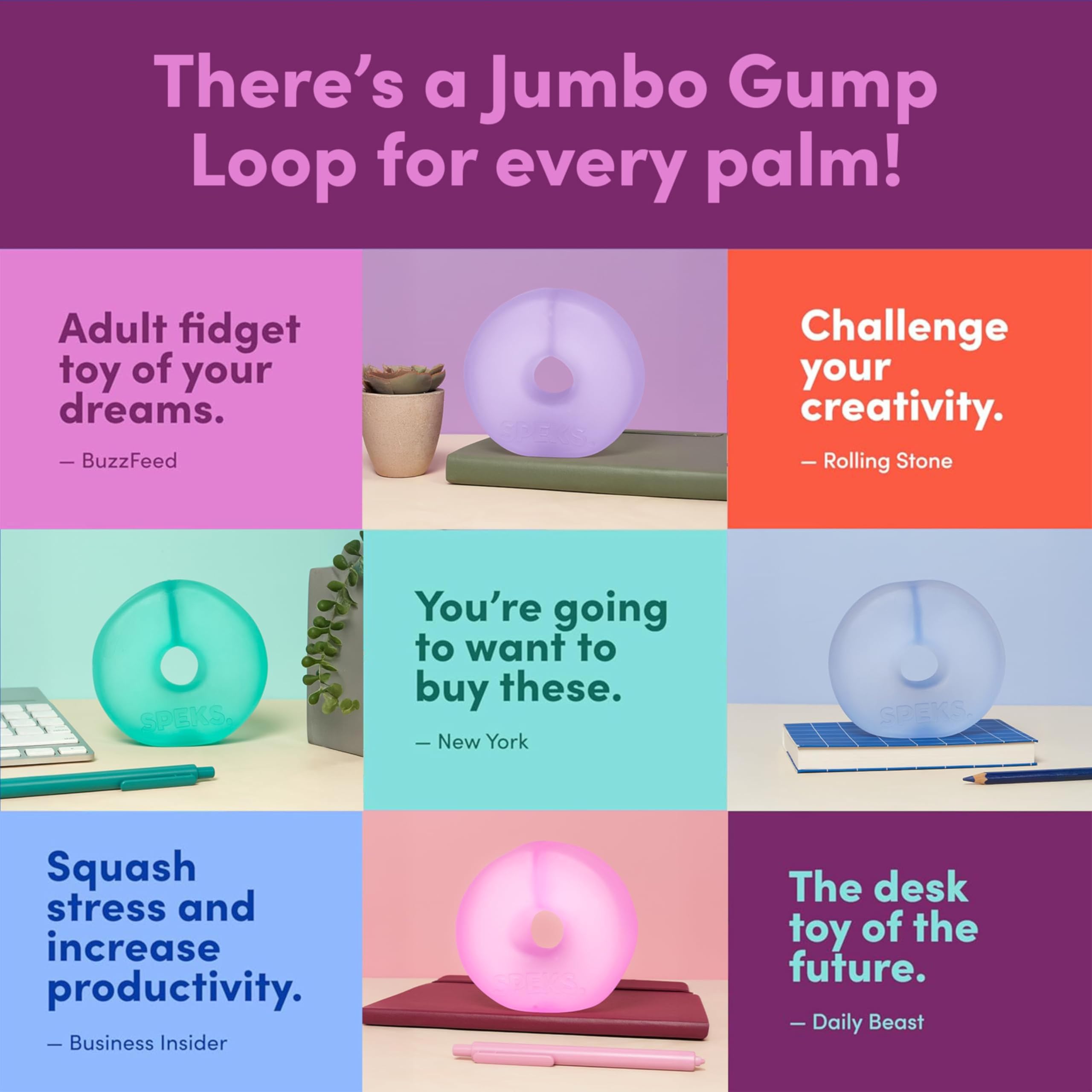 Speks Gump Jumbo Loop Gel-Filled Stress Ball - Ultra-Squishy Fidget Toy | Pink | Large 1 Loop 7