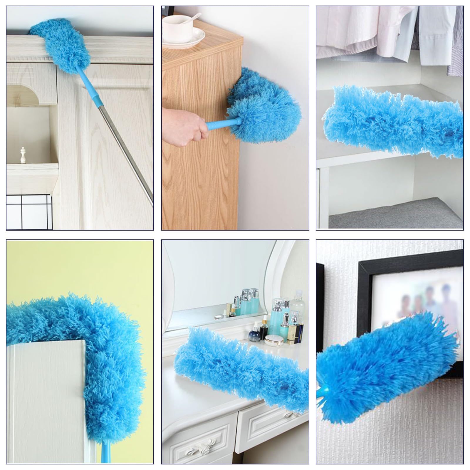 ASelected Extendable Microfiber Duster - Telescoping Stainless Steel Rod up to 275CM | Bendable Head 7