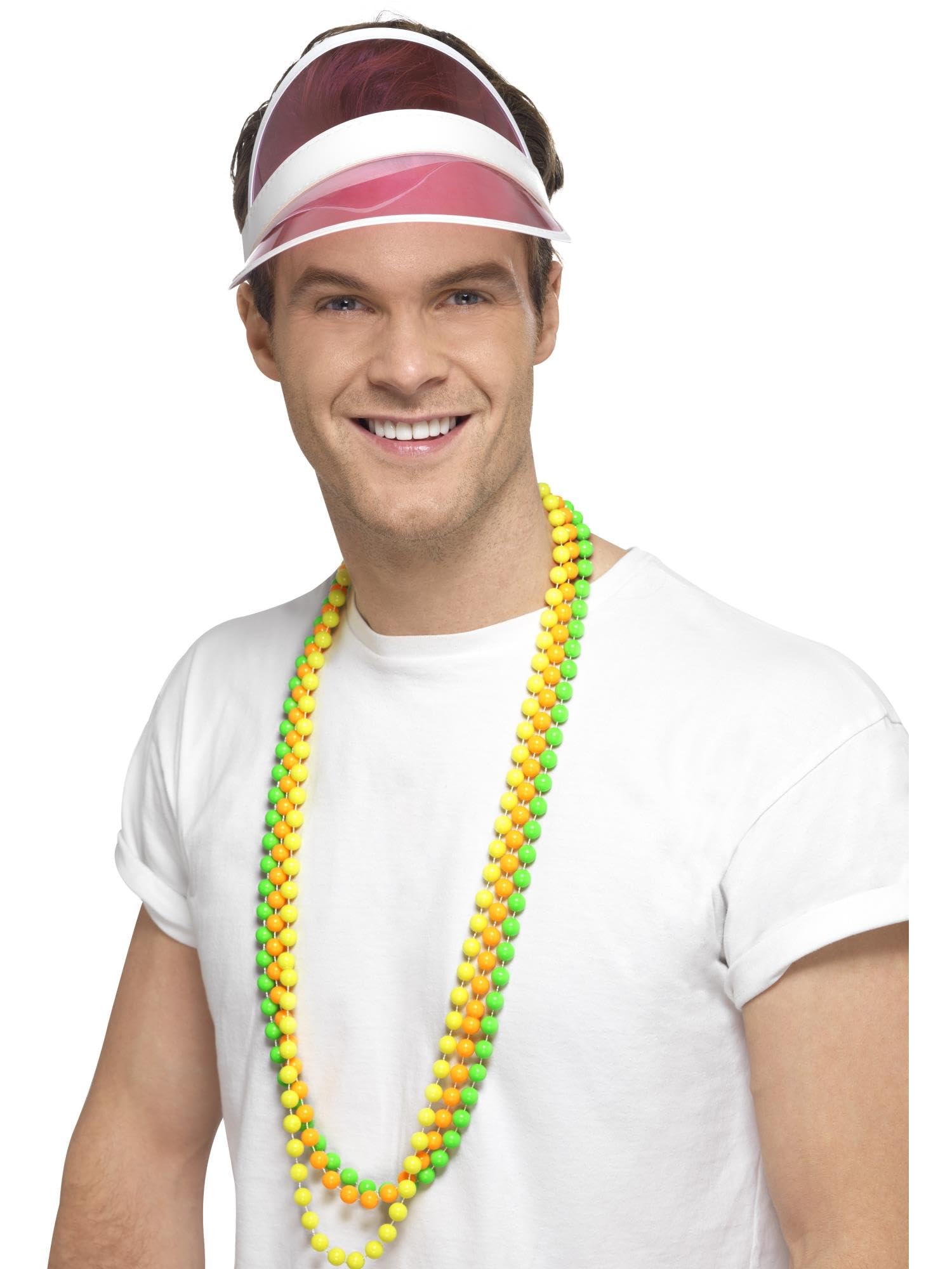 Smiffys 80s Sun Visor - Pink Retro Fancy Dress Hat for Adults