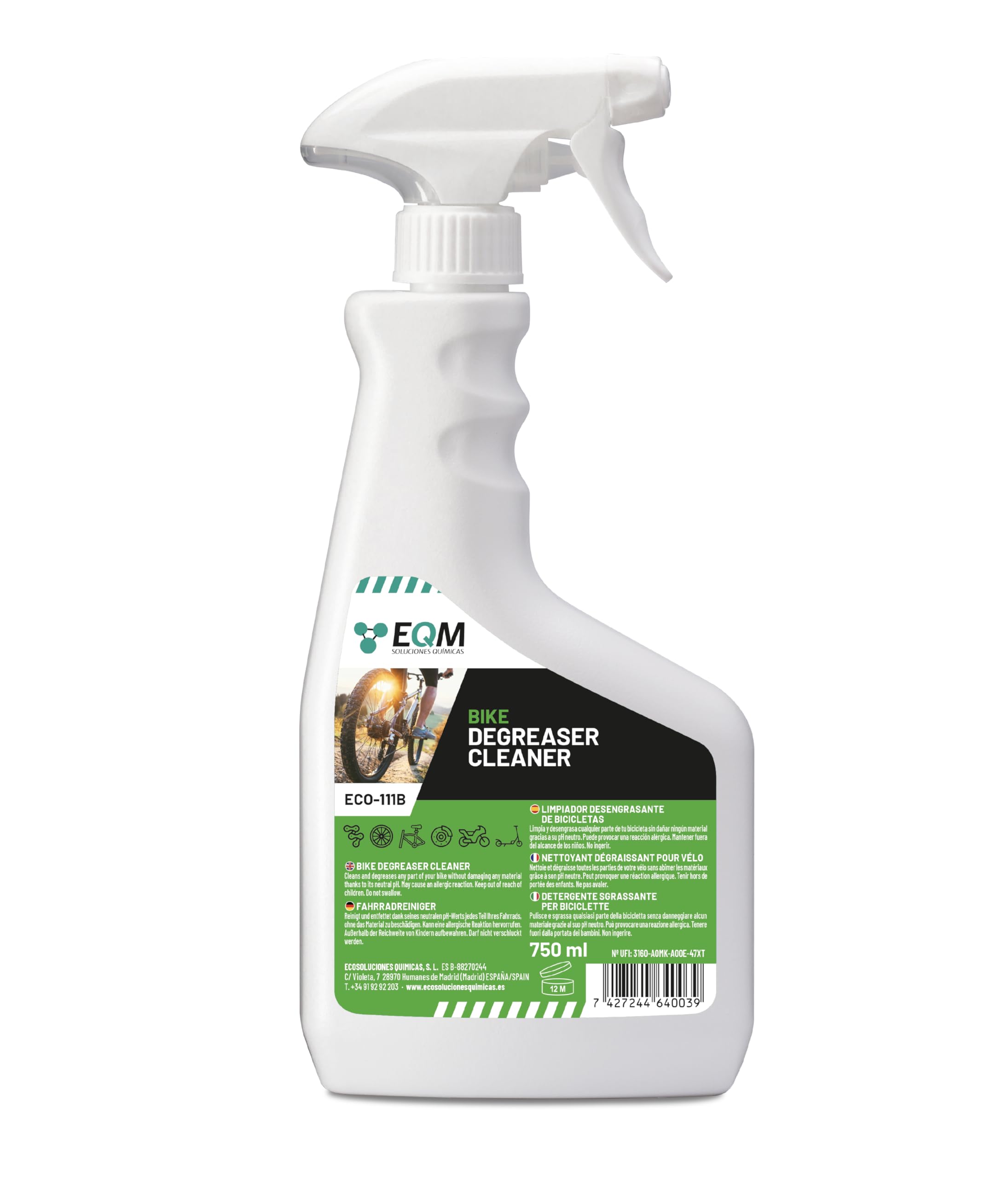 EQM SOLUCIONES QUIMICAS ECO-111B Bike Degreaser Cleaner - Neutral pH | 750 ML | Unscented 1