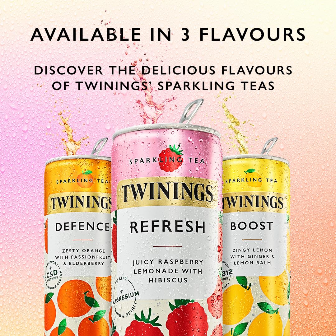 Twinings Defence Orange & Passionfruit Sparkling Tea - 4 x 250ml Cans | Immunity Support, Low Calorie, No Added Sugar 5