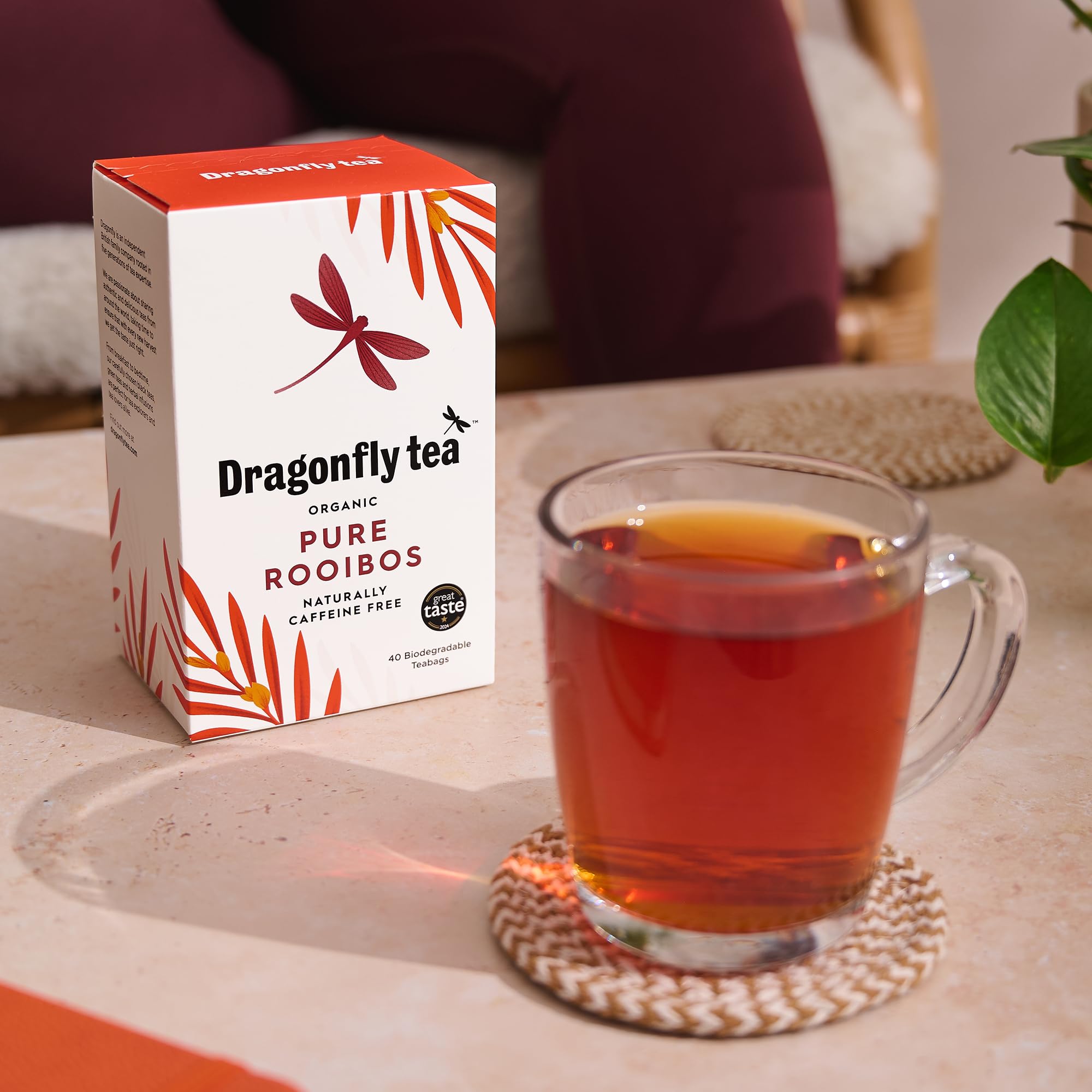 Dragonfly Organic Rooibos Tea | Pack of 4 x 40 Biodegradable Tea Bags (160 Total) | Caffeine-Free South African Red Bush Tea 3