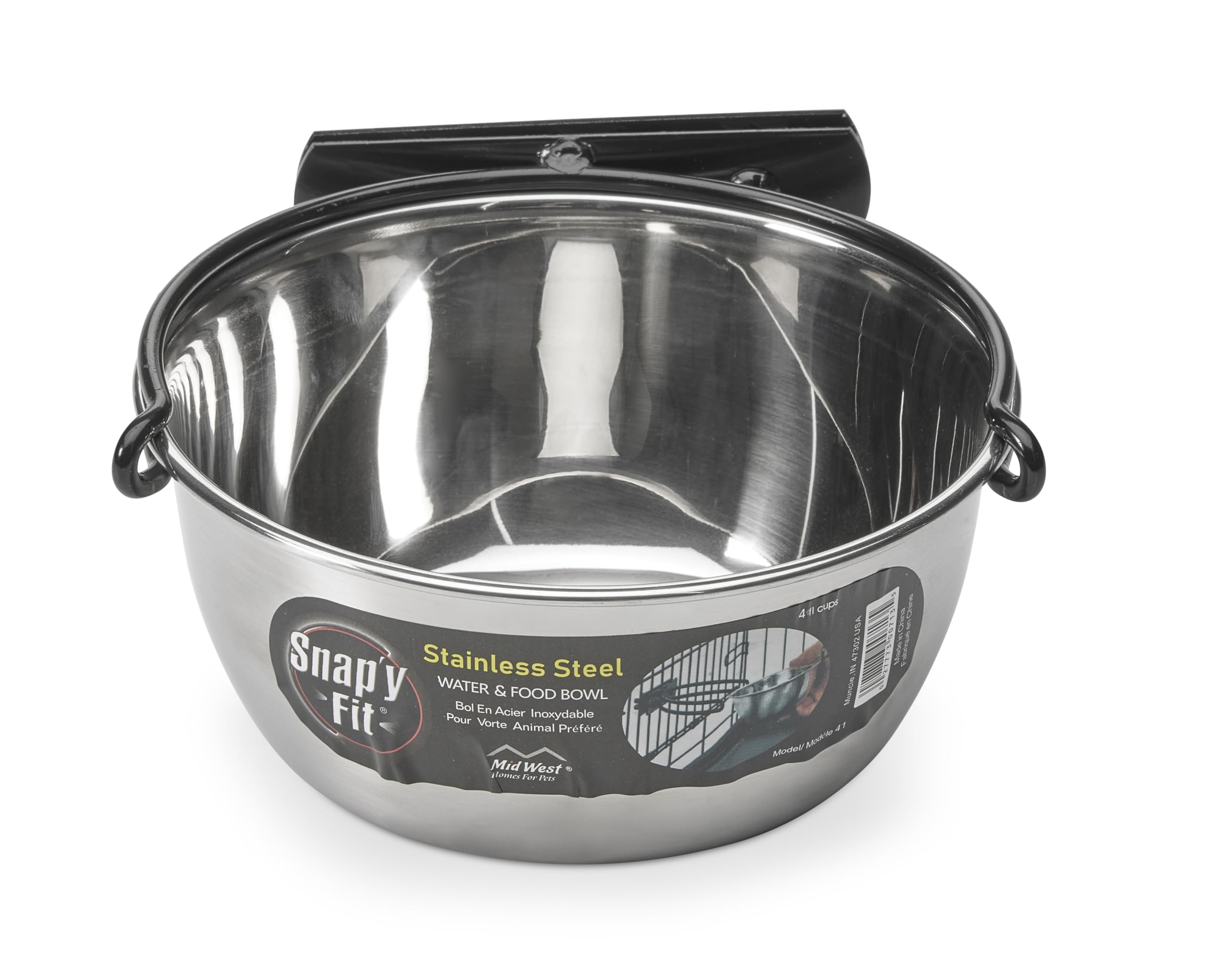 MidWest Homes for Pets Snap'y Fit Stainless Steel Food Bowl | 1 qt Capacity | Rust Resistant 1