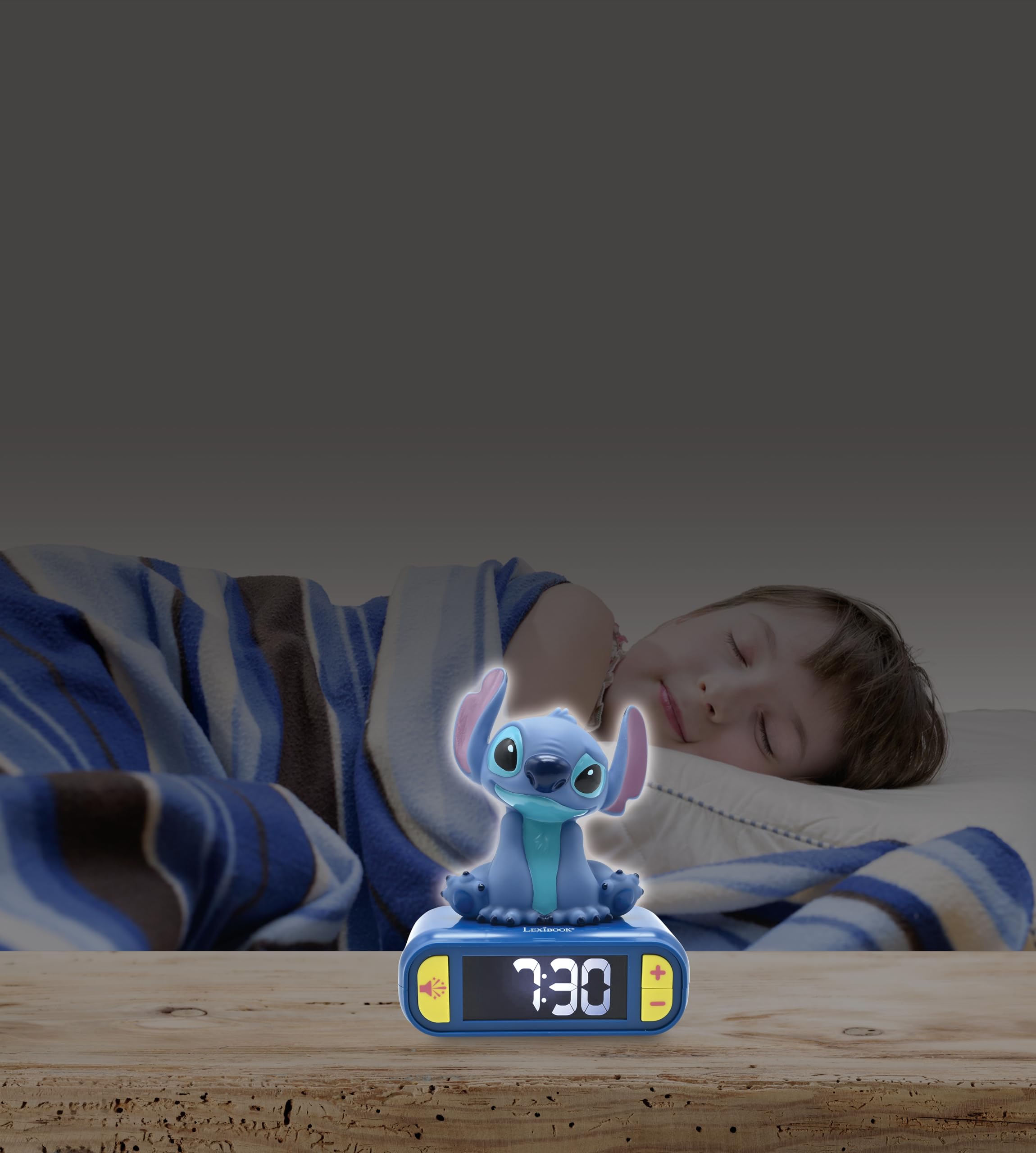 Lexibook Disney Stitch Nightlight Alarm Clock with Sounds and LCD Backlit Screen - Blue 4