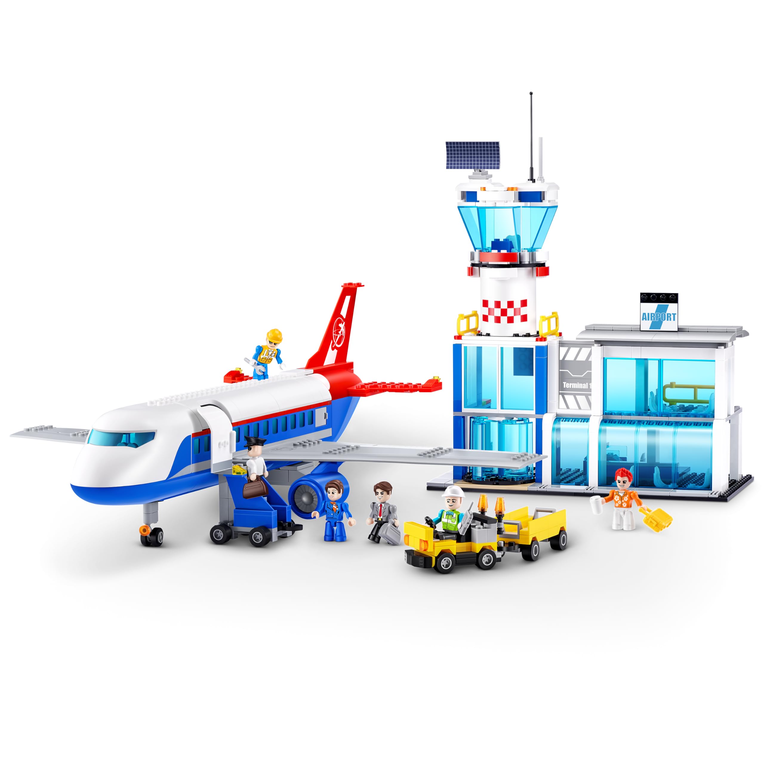 MAX Adventure Airport Playset - 793-Piece Building Bricks Set with 3 Vehicles & 6 Figures for Kids 6+ 5