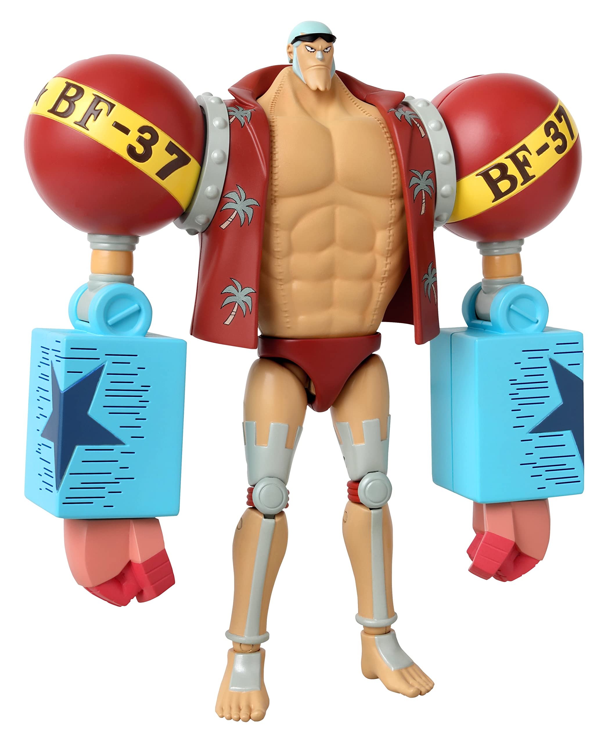 BANDAI One Piece Anime Heroes Franky Action Figure - 17cm Articulated Pirate Toy with Display Stand 17