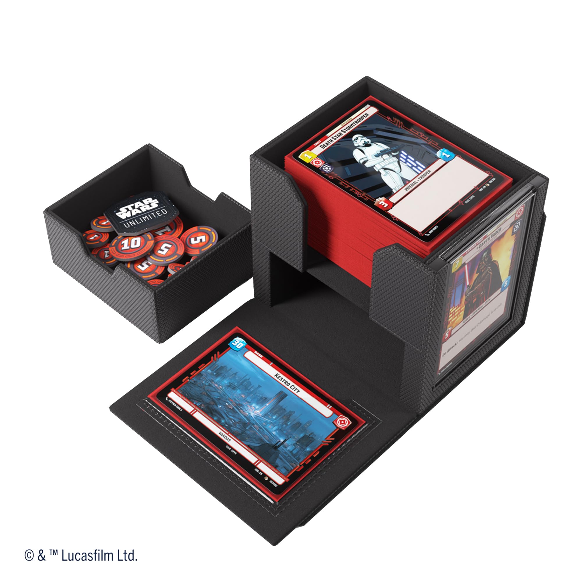 Gamegenic Star Wars Unlimited Deck Pod - Black | Holds 60 Double-Sleeved Cards | Includes Detachable Leader Case 5