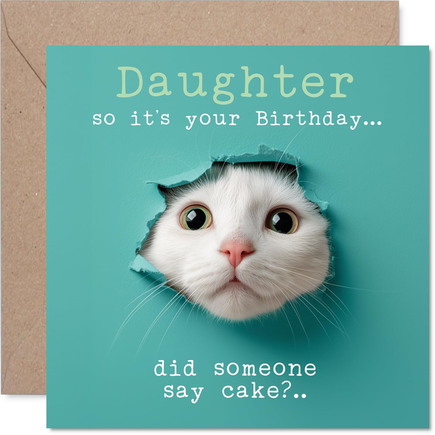 Stuff4 Daughter Birthday Card - Catty Cake Design | 145mm x 145mm | Uncoated Inner 1