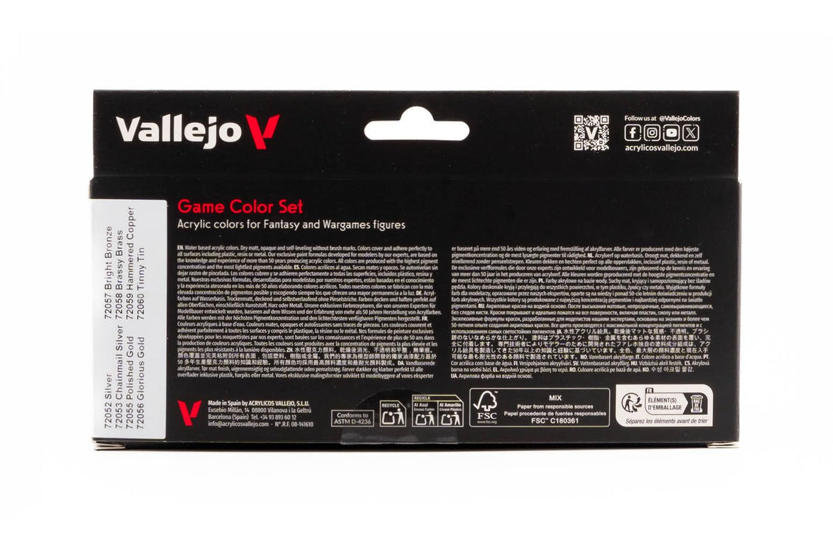 Vallejo Game Metallic Color Set - 8 x 17 ml Acrylic Paints