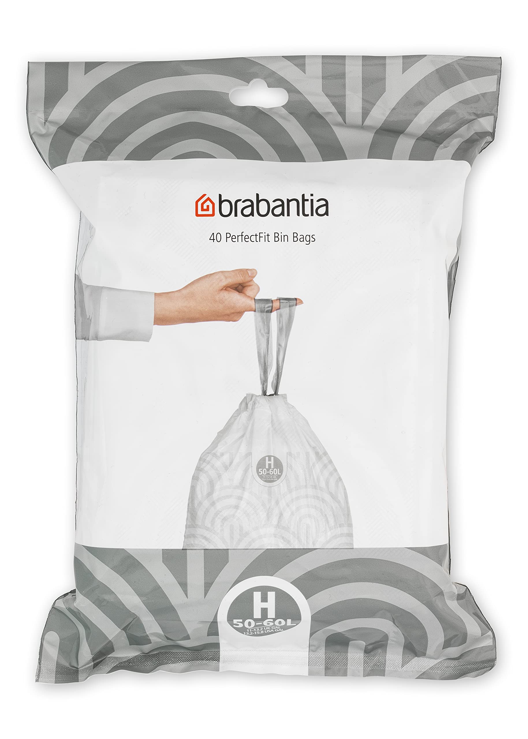 Brabantia PerfectFit Bin Liners - Code H | 60 Litre Capacity | 40 Count | Tear-Resistant Plastic 1