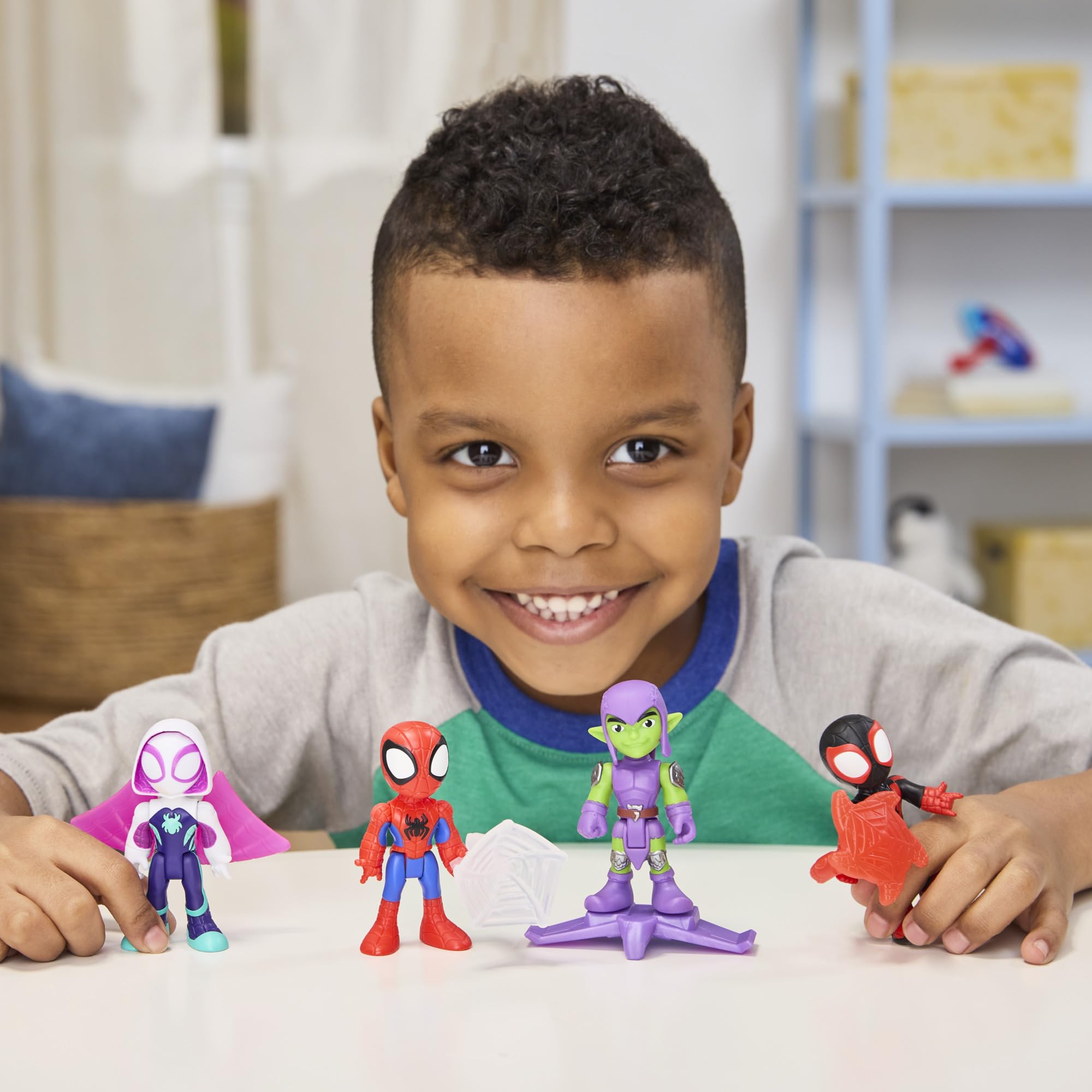 SPIDEY AND HIS AMAZING FRIENDS Miles 'Spin' Morales Action Figure - 3 Inch Poseable Toy with Web Accessory 5