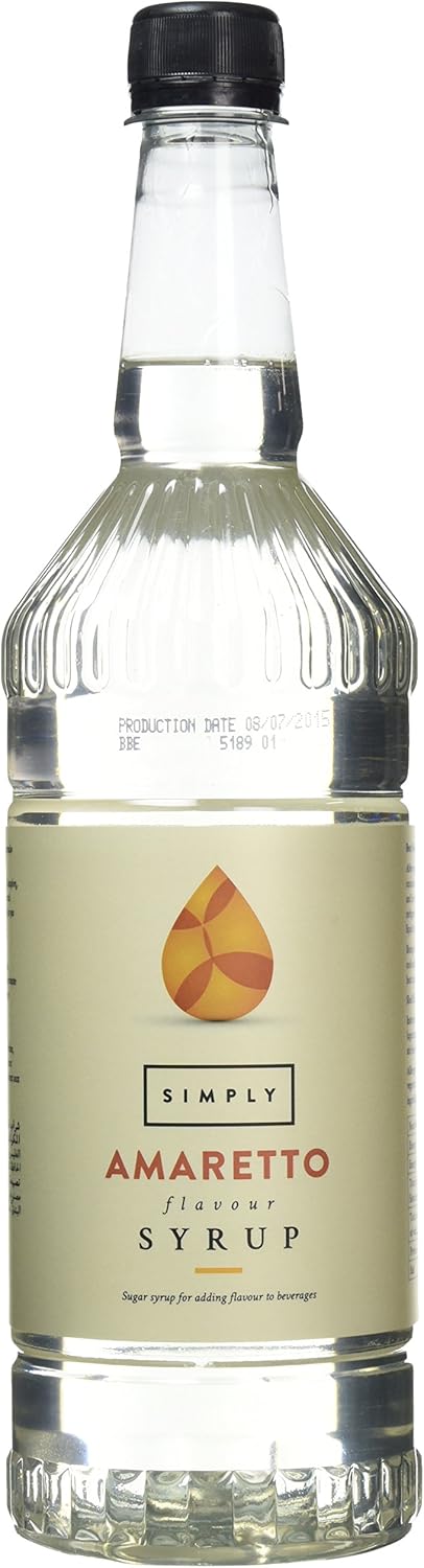 Simply - Amaretto-Sirup 1 Liter, veganer & nussfreier aromatisierter Sirup für Kaffee, Cocktails & Getränke