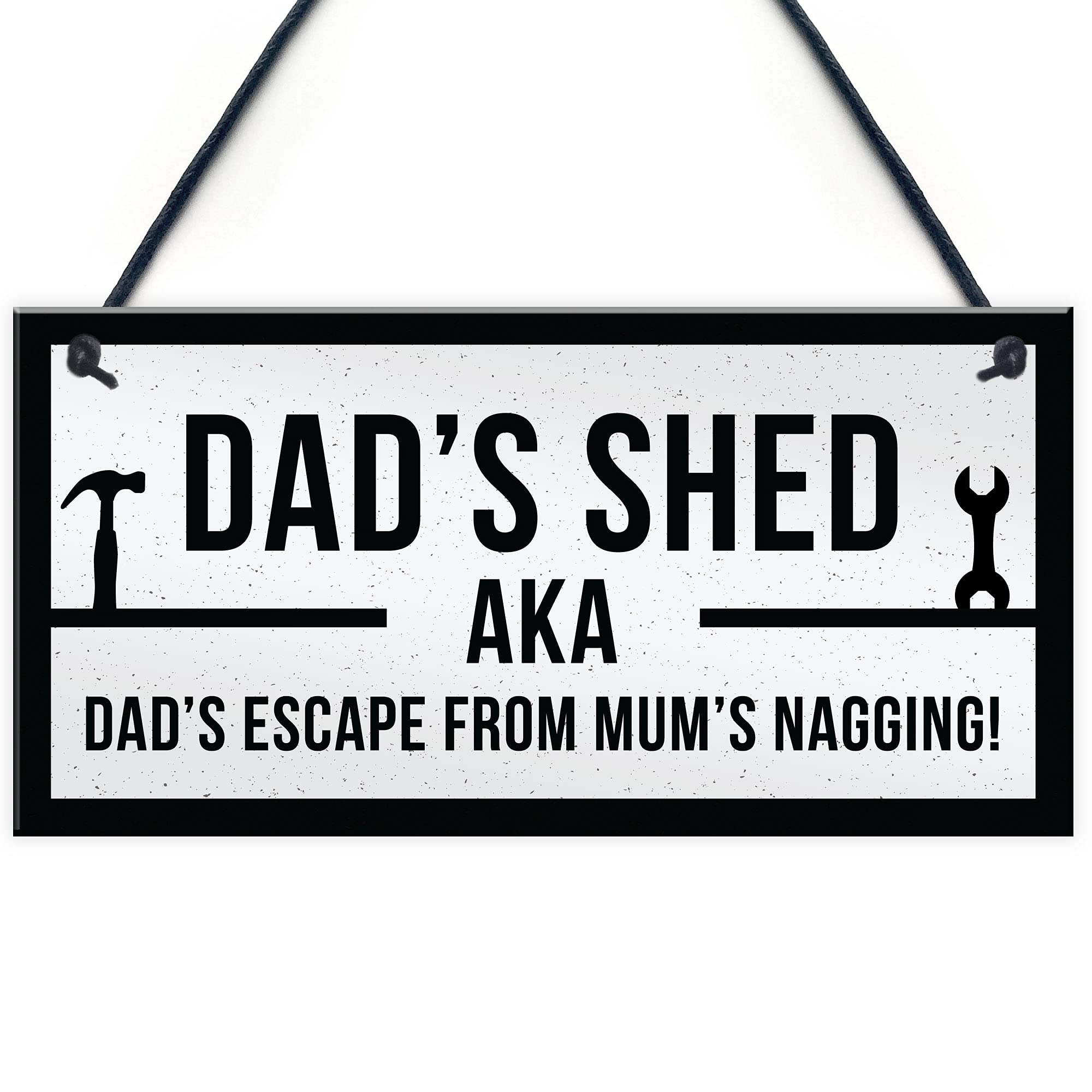 RED OCEAN Funny Dads Shed Sign - Man Cave/Garden Plaque | 200x100mm PVC | Gift for Men