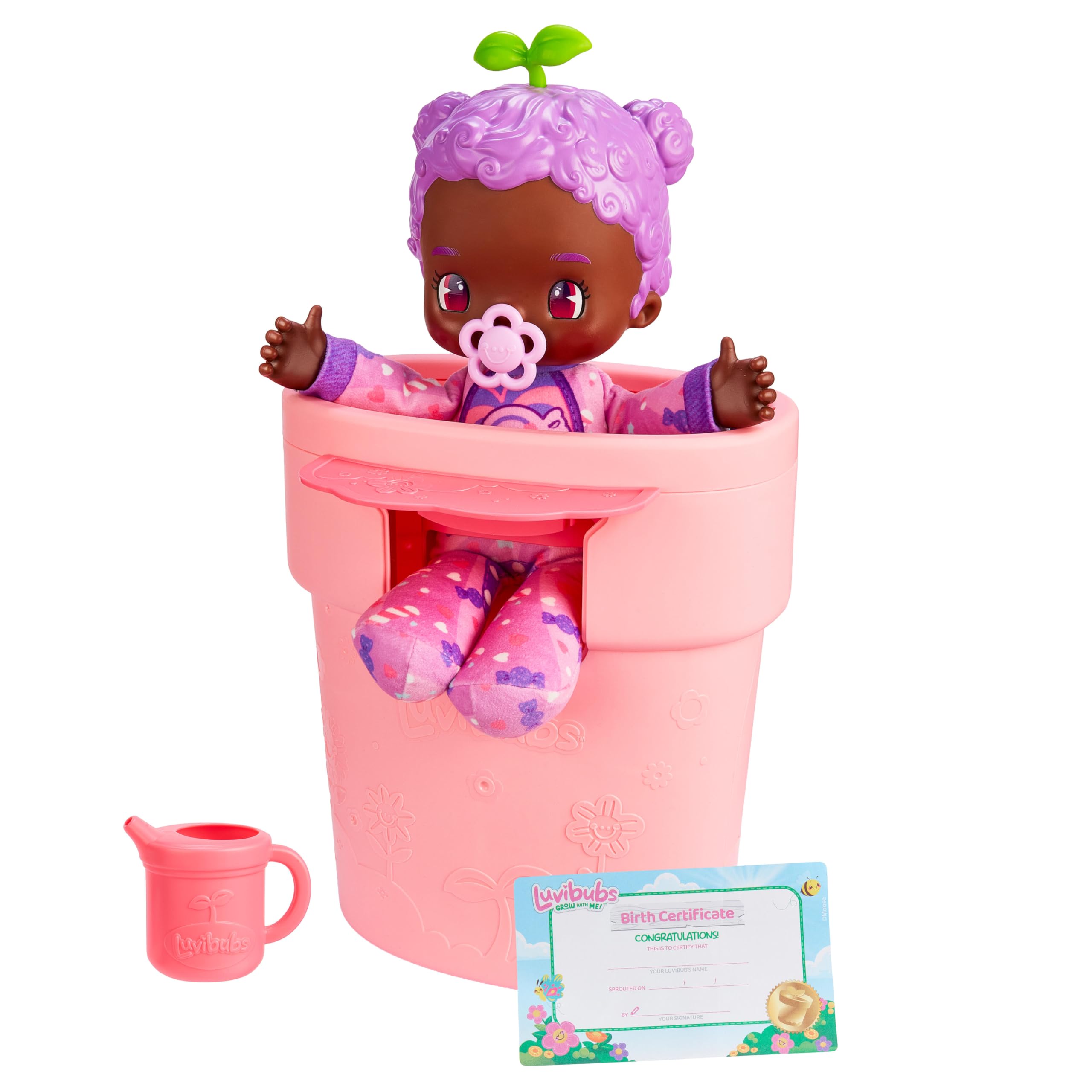 LUVIBUBS Sweetheart Sophie Baby Doll - Grows from Flower Pot, Transforms to Highchair | Ages 3+ 3