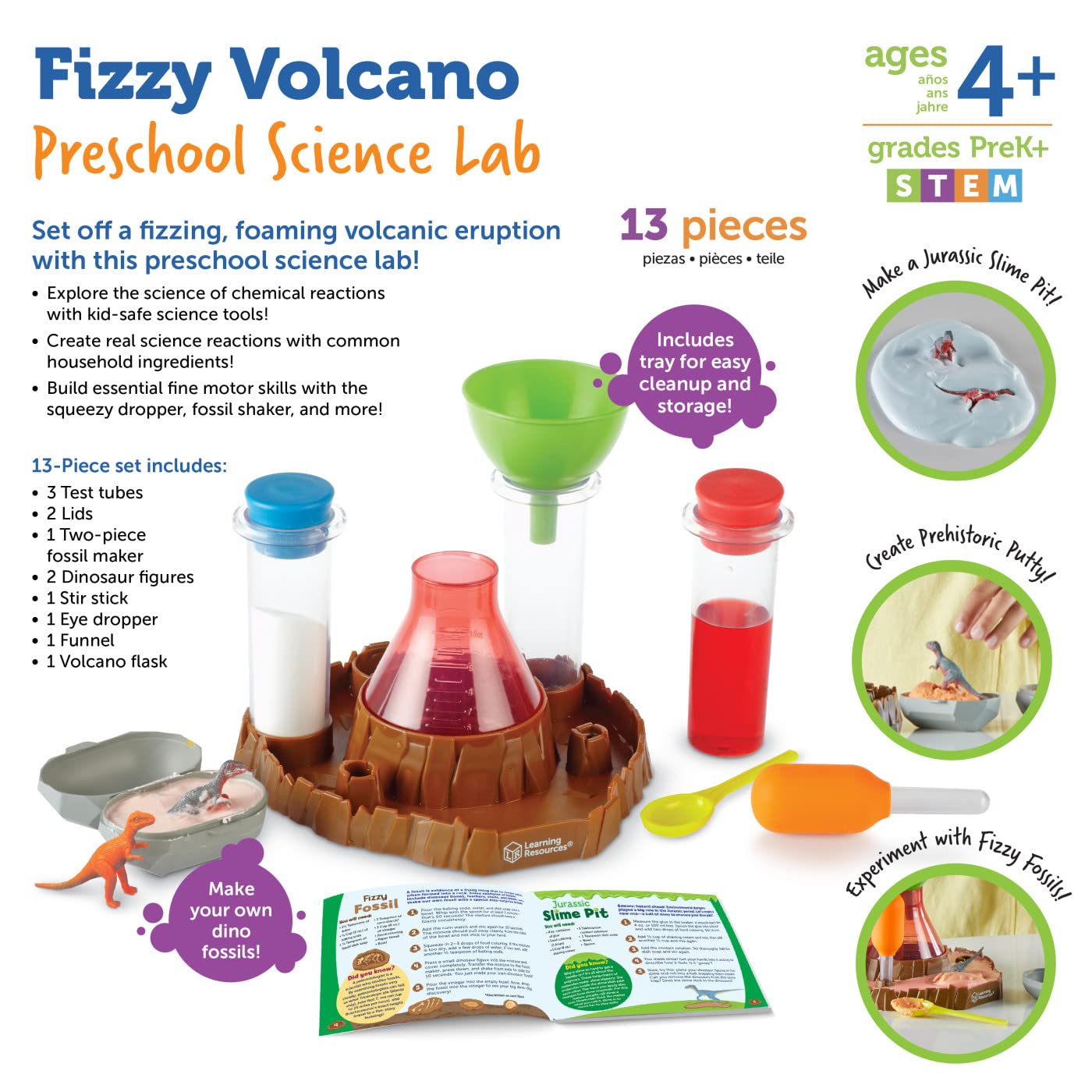 Learning Resources Fizzy Volcano Preschool Science Lab Set - Ages 4+, 13 Pieces, Multicolor 6