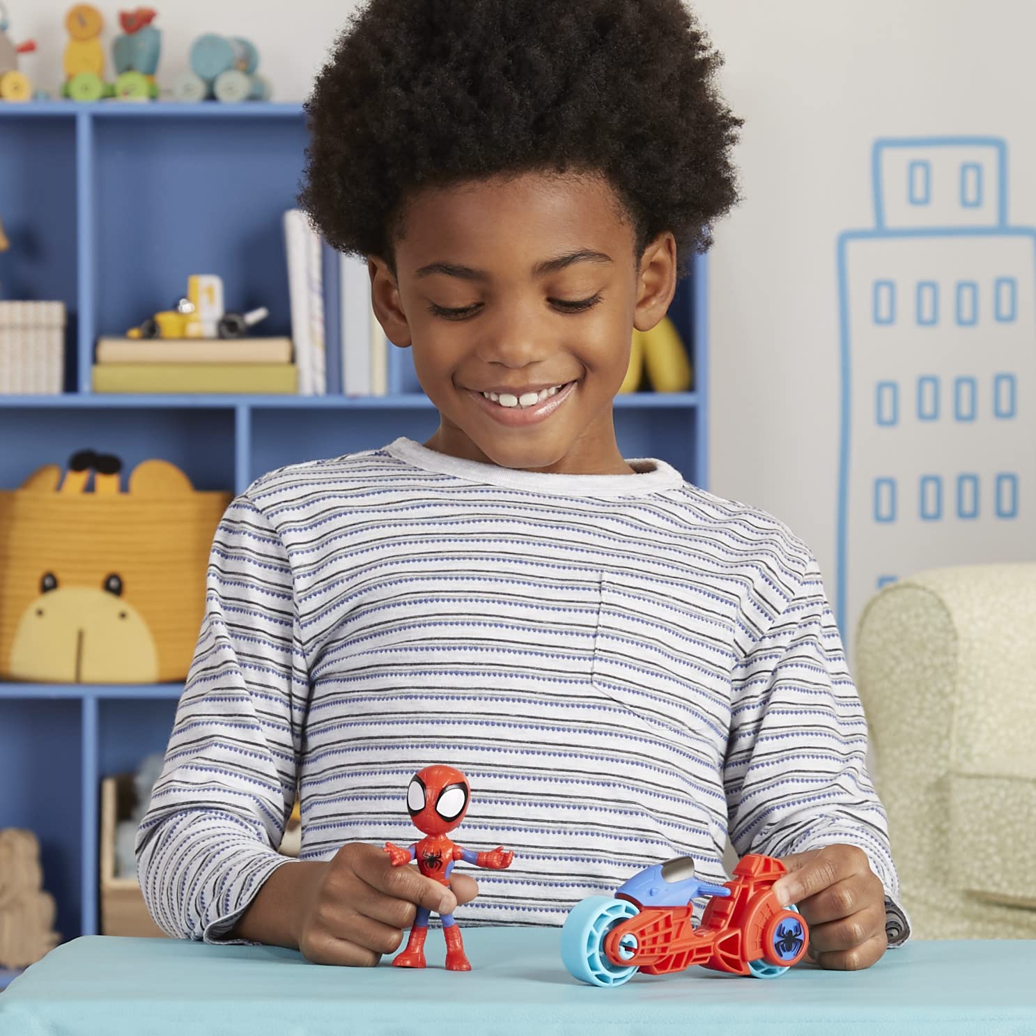 SPIDEY AND HIS AMAZING FRIENDS Spidey Action Figure with Toy Motorcycle | Ages 3+ 4