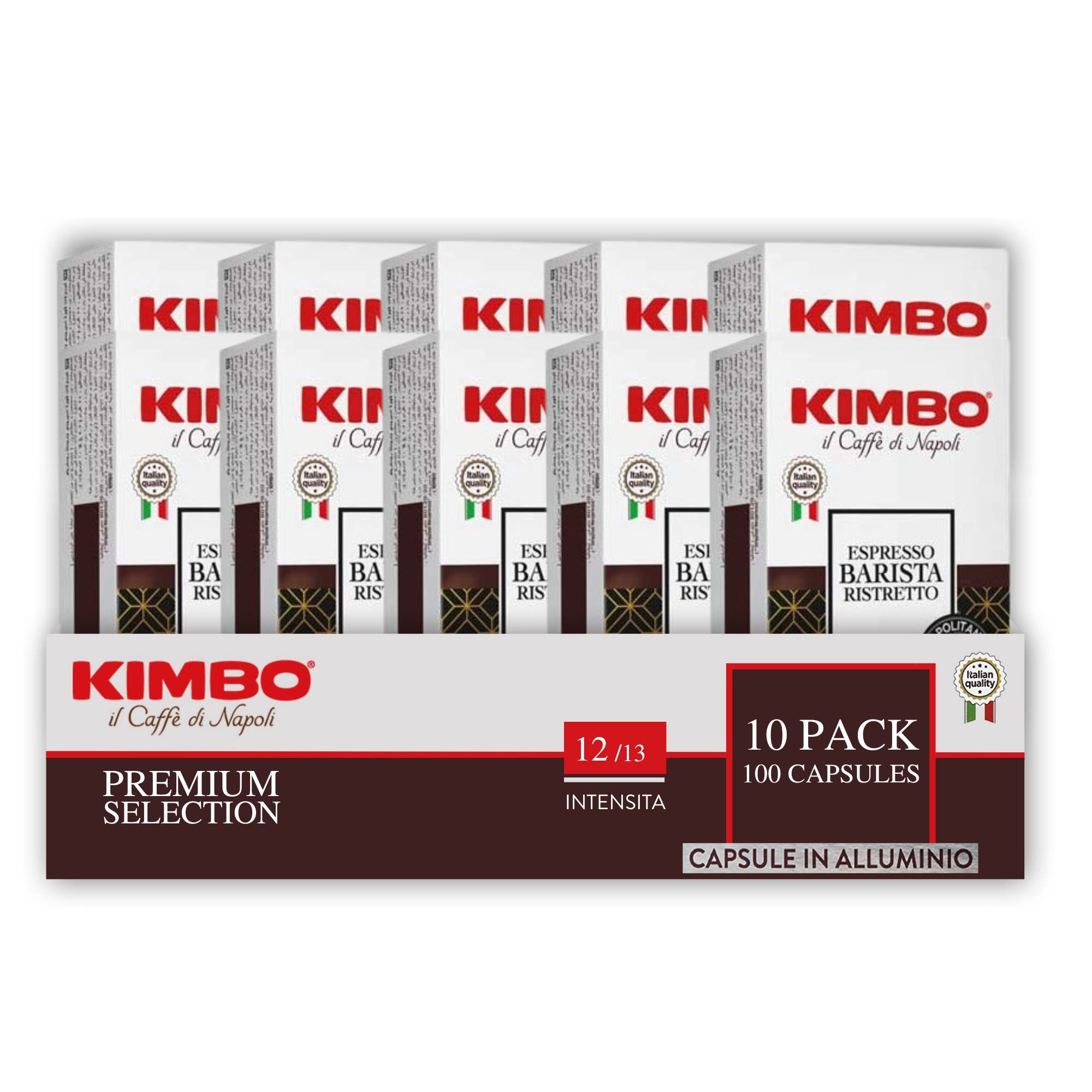 Kimbo Barista Ristretto Coffee Capsules (10x10) | 100% Arabica Dark Roast | Nespresso Compatible Aluminium Pods