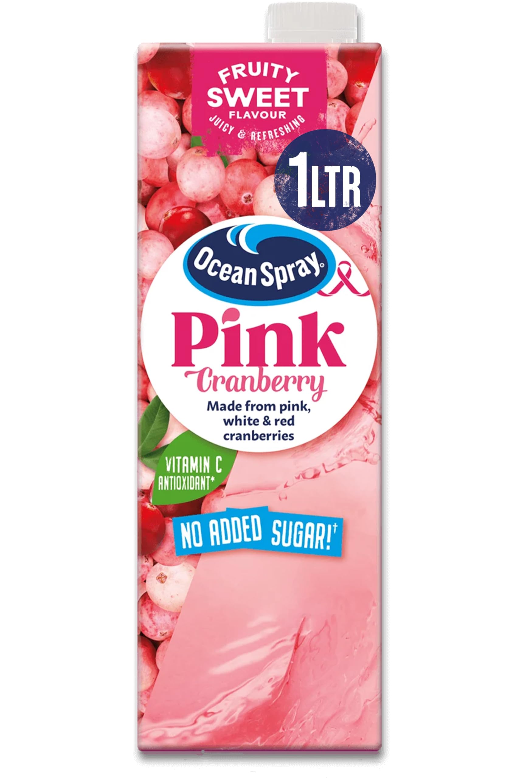 Ocean Spray Pink Cranberry Juice Drink - No Added Sugar | 1L Carton | Rich in Vitamin C 1