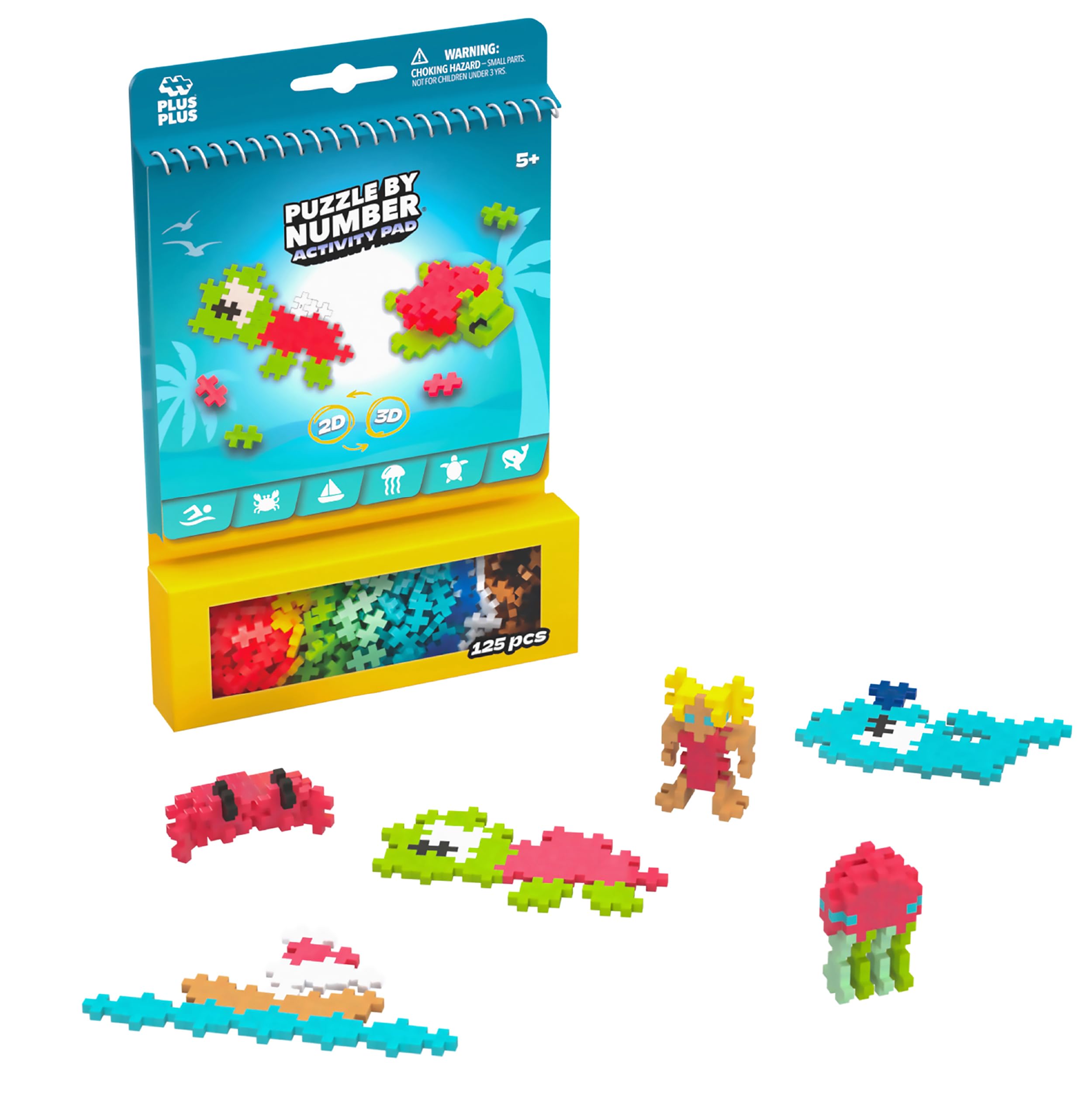 PLUS PLUS Puzzle by Number Activity Pad - 125-Piece Travel Building Set for Kids 5+ 5