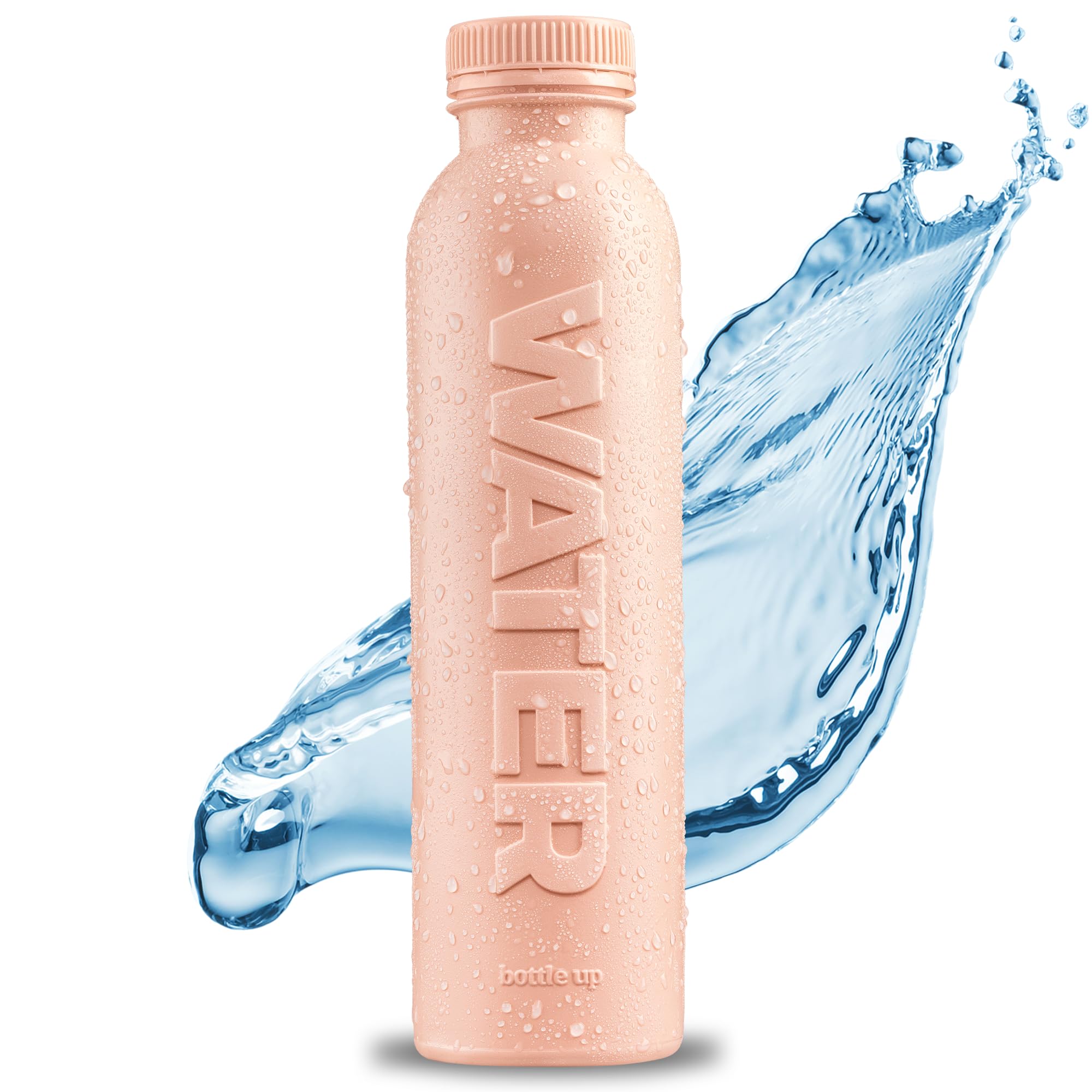 Bottle Up – Wiederverwendbare, BPA-freie 500-ml-Wasserflasche auf Pflanzenbasis – Champagnerrosa, vorgefüllt mit stillem Quellwasser