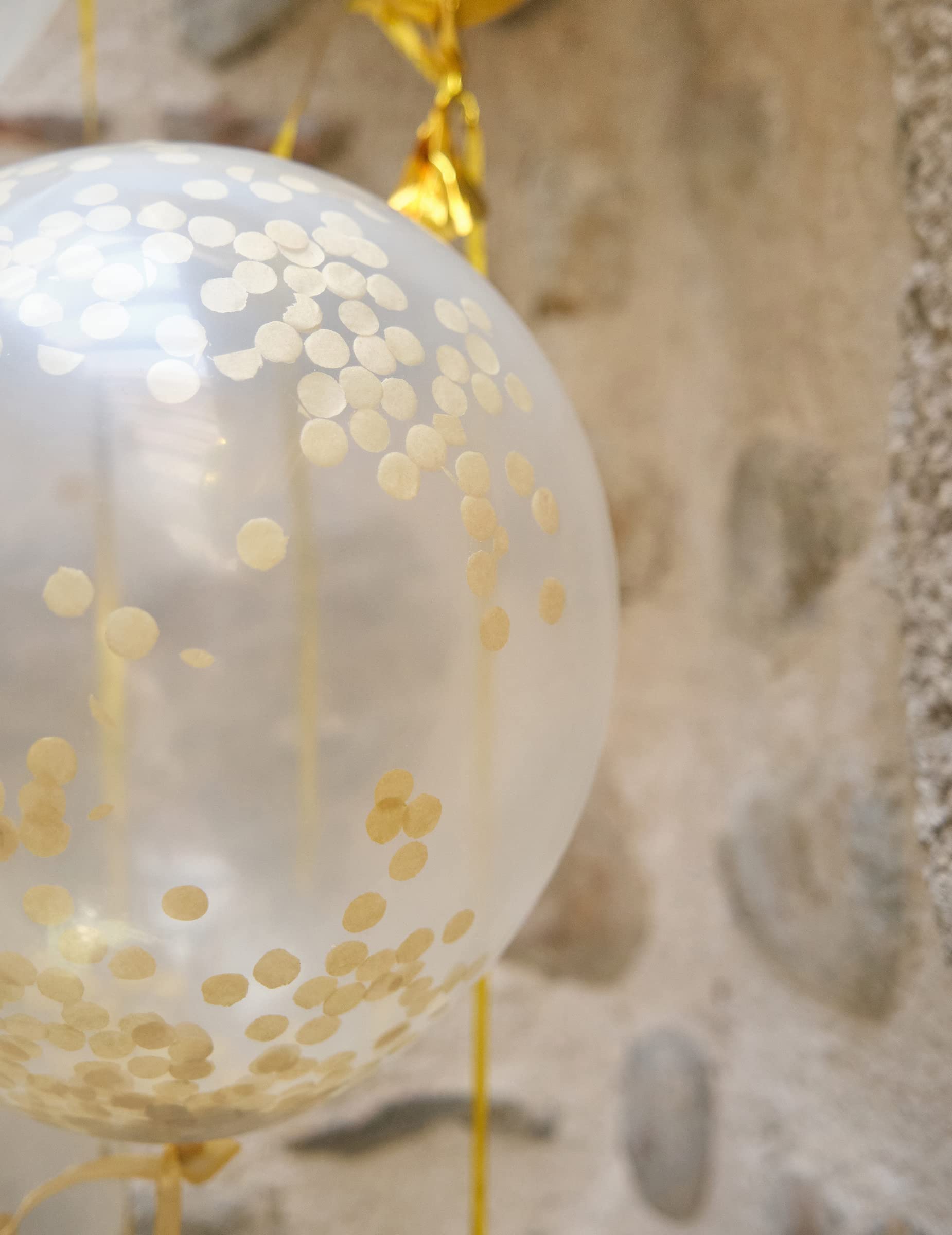 Gold Confetti Balloons - 12" Clear Latex Balloons for Parties, Weddings & Celebrations 5