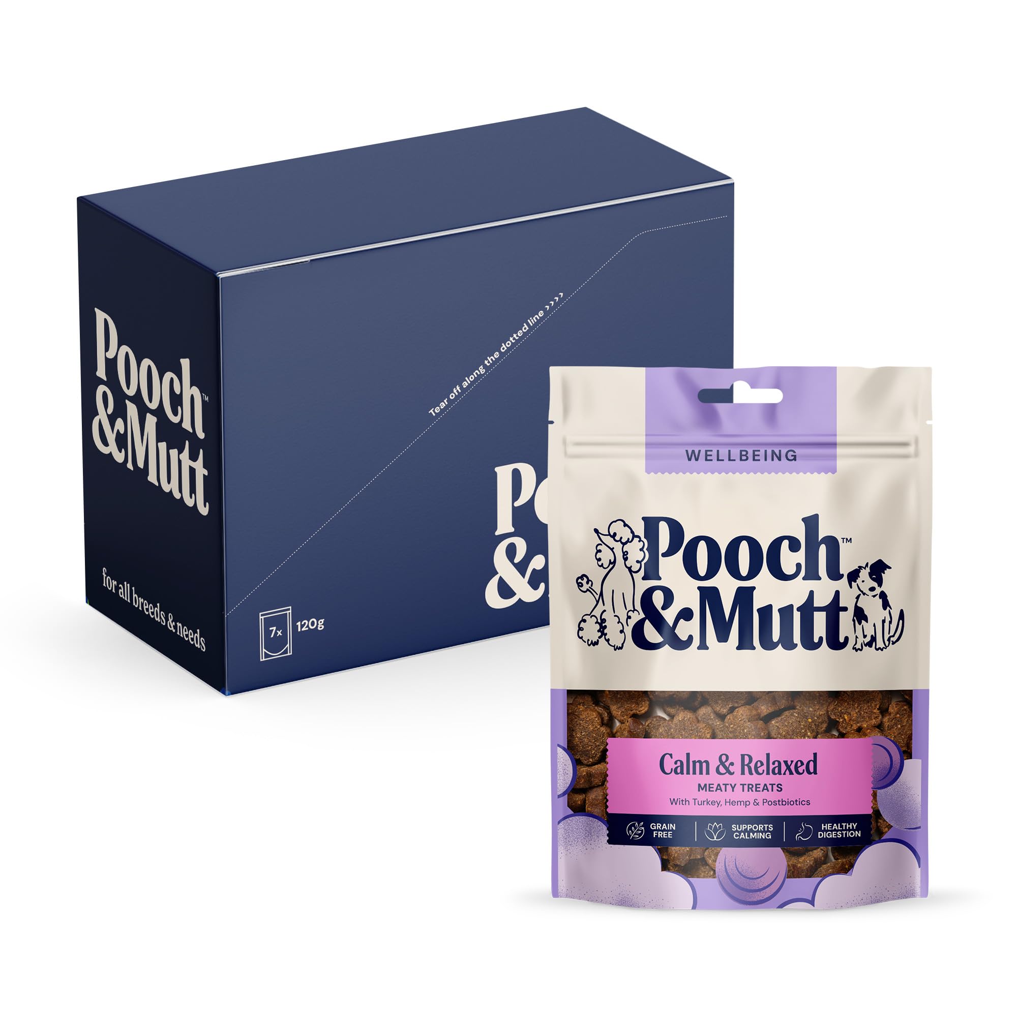 Pooch & Mutt Calming Meaty Treats - Grain Free Turkey Flavor | Probiotics & Collagen | 840g Bag 1