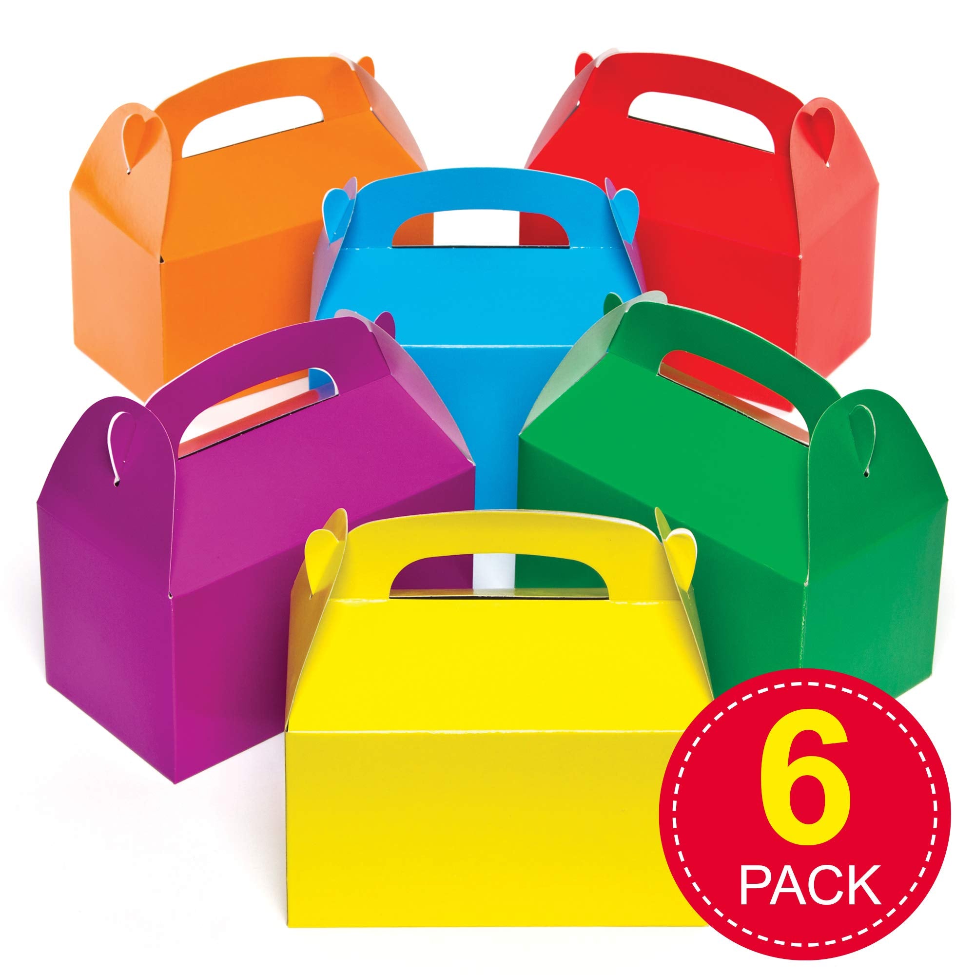 Baker Ross AG745 Coloured Paper Gift Boxes for Kids Crafting & Party Favours | Pack of 6