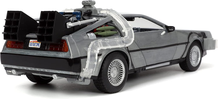 Jada Toys Time Machine Back to The Future 1:24 Scale Die-Cast Vehicle - Silver, LED Light, Ages 8+