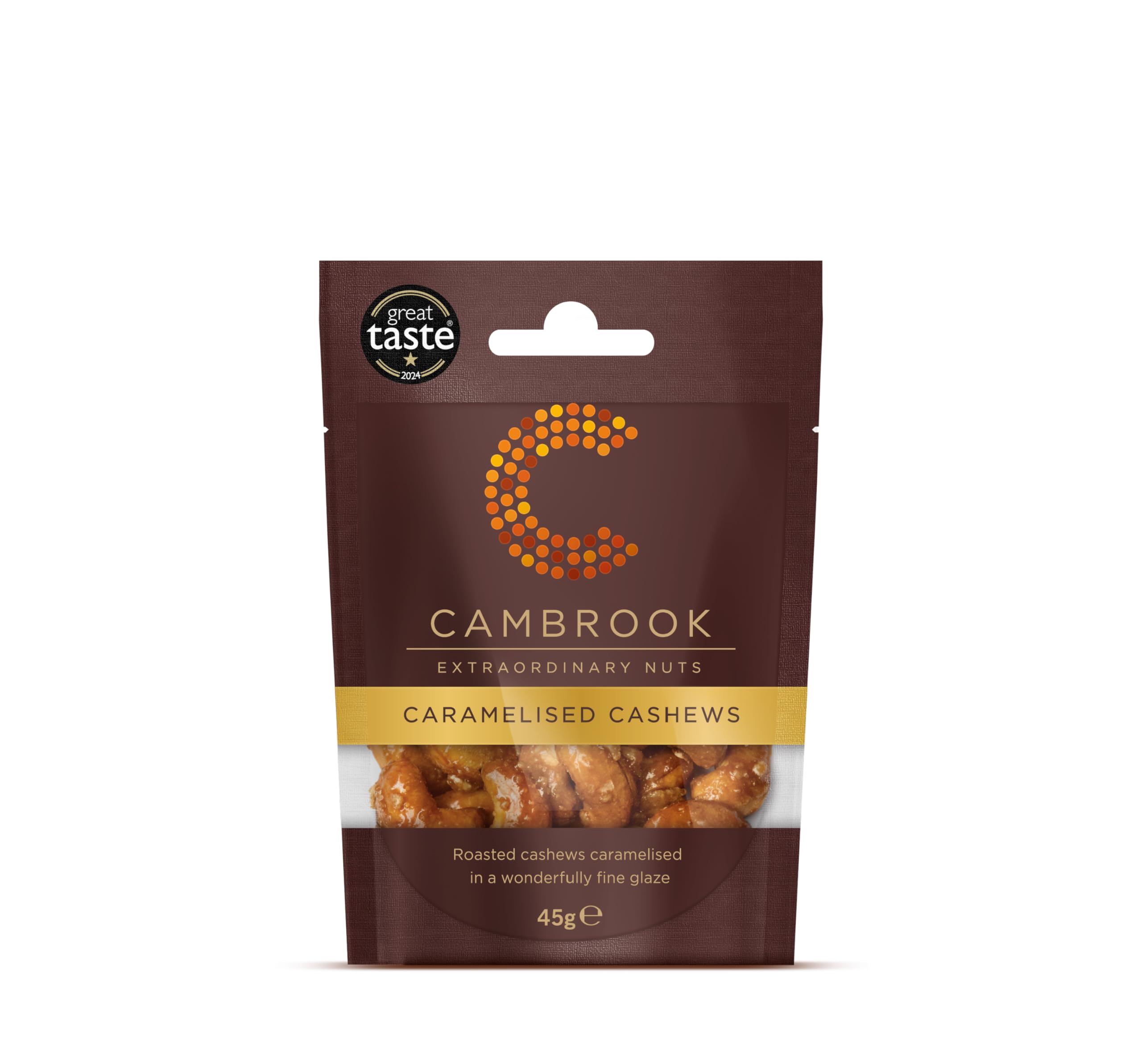 Cambrook Caramelised Cashews - Roasted & Glazed Snack | 45g Bag