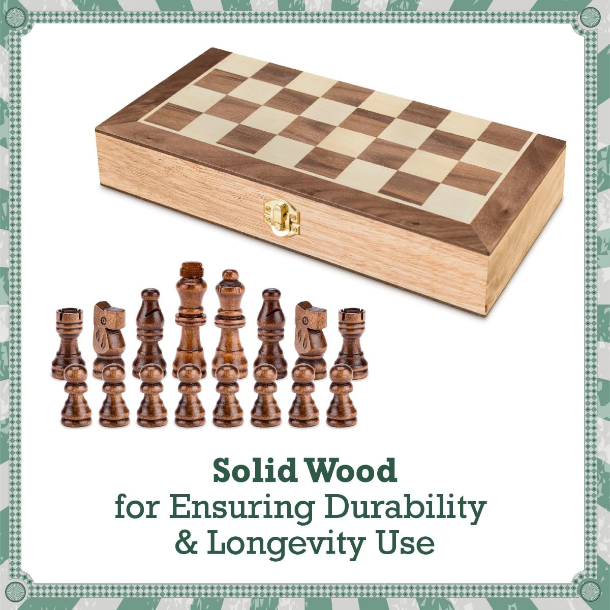 Toyrific Foldable Wooden Chess Travel Set - Classic Edition | Portable | 2 Players 6