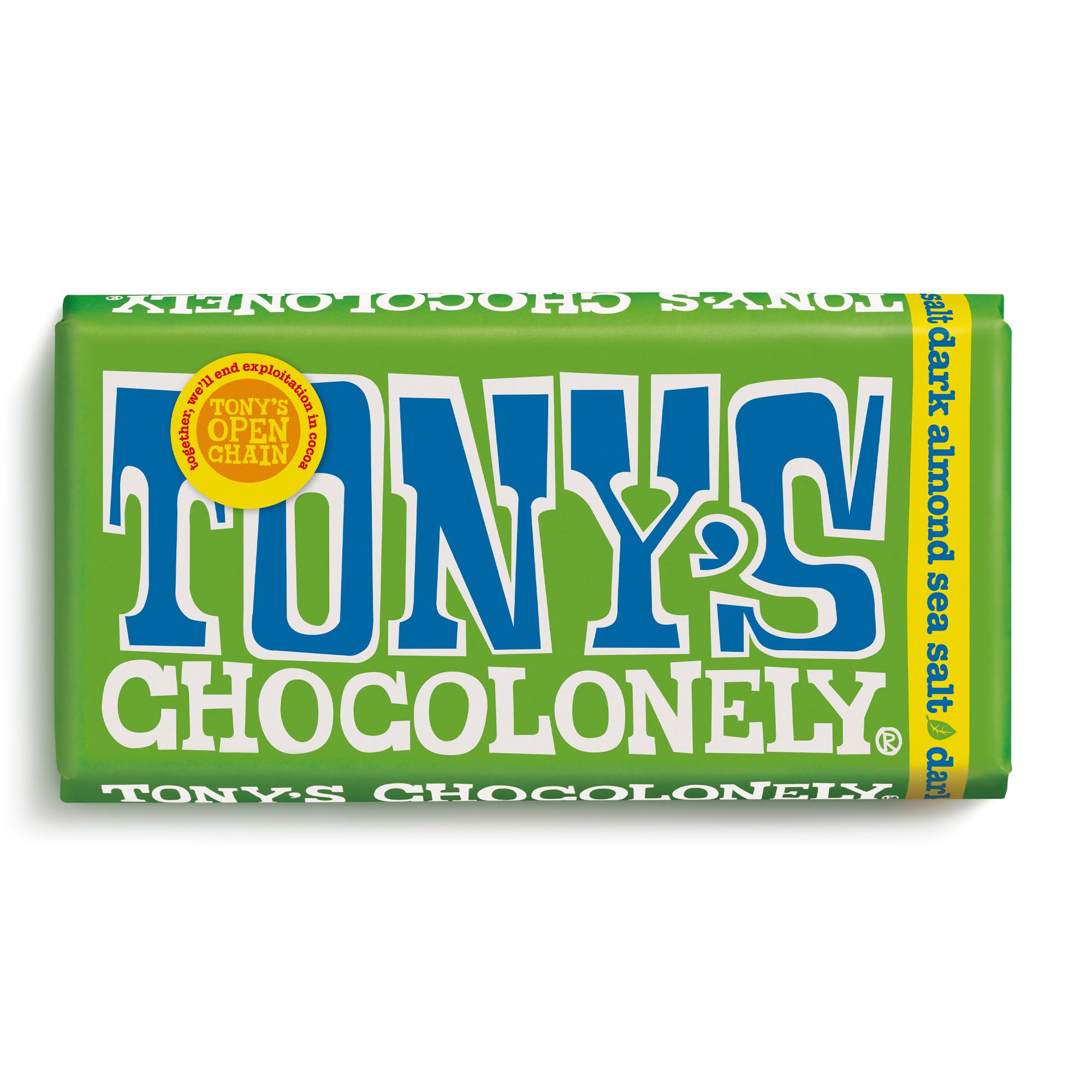Tony's Chocolonely Dark Chocolate Almond Sea Salt Bar - 180g Belgian Fairtrade 1