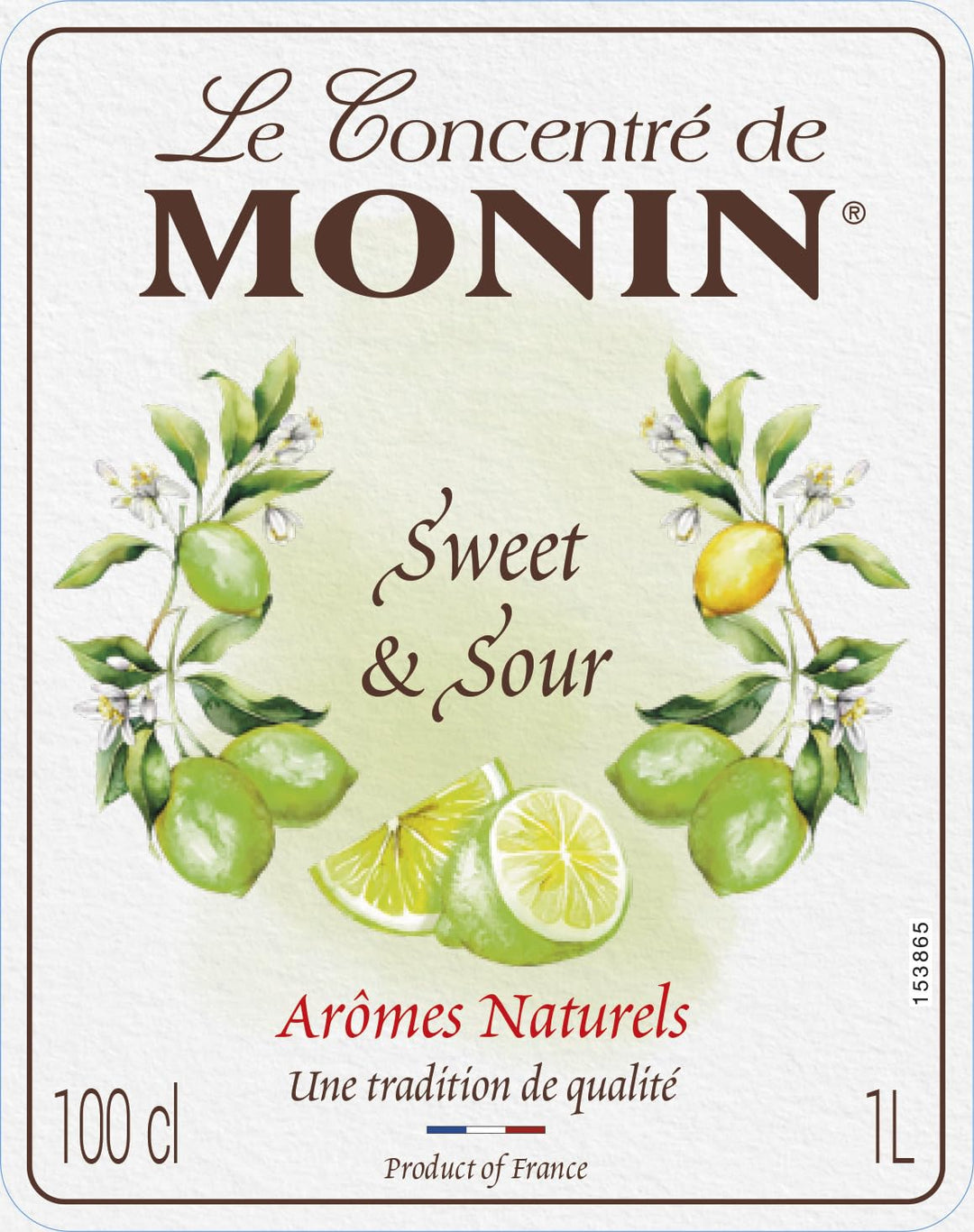 MONIN Premium Sweet and Sour Mix 1L - Lemon Lime Cocktail Syrup