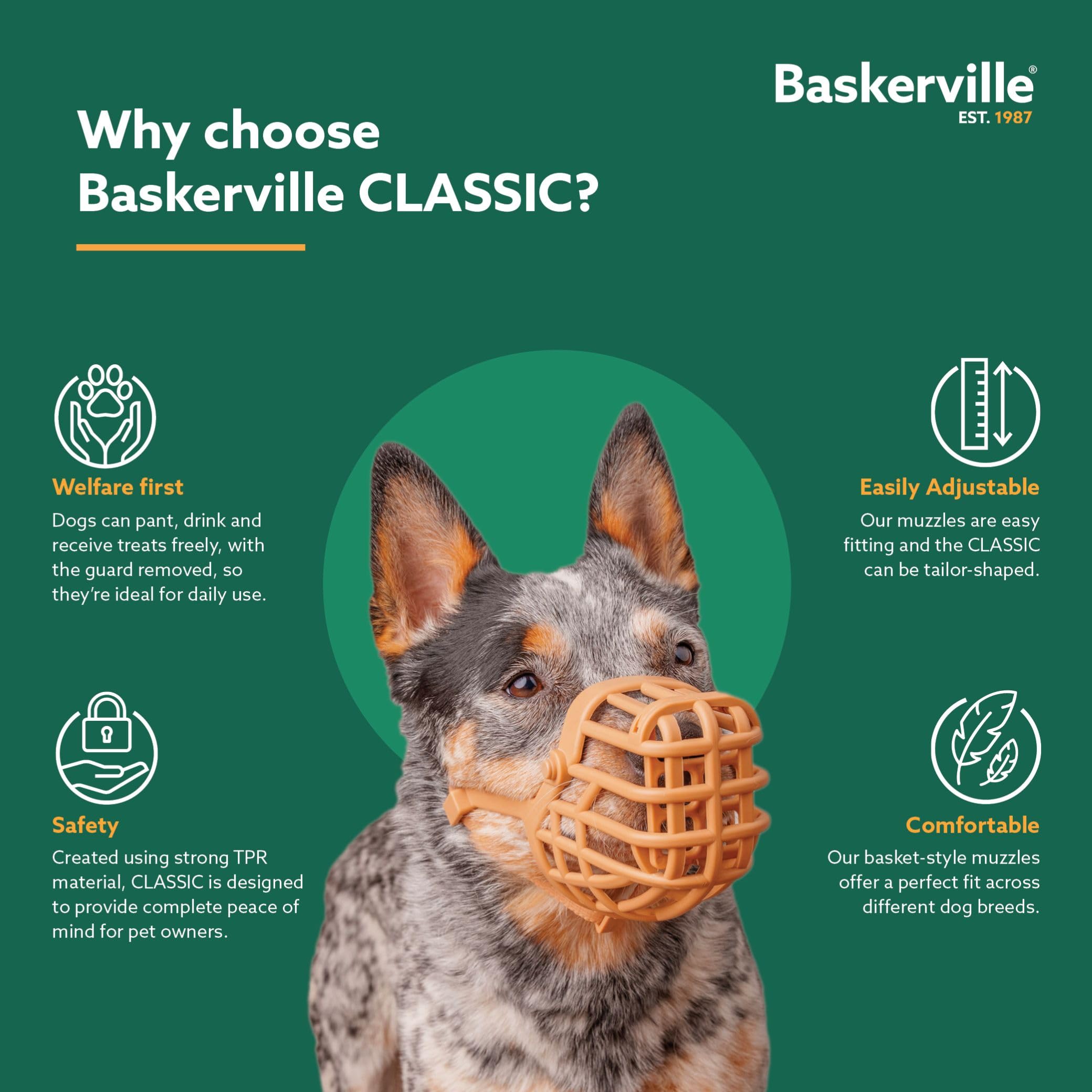 Baskerville Classic Basket Muzzle - Size 1, Brown, Prevents Biting & Scavenging 8