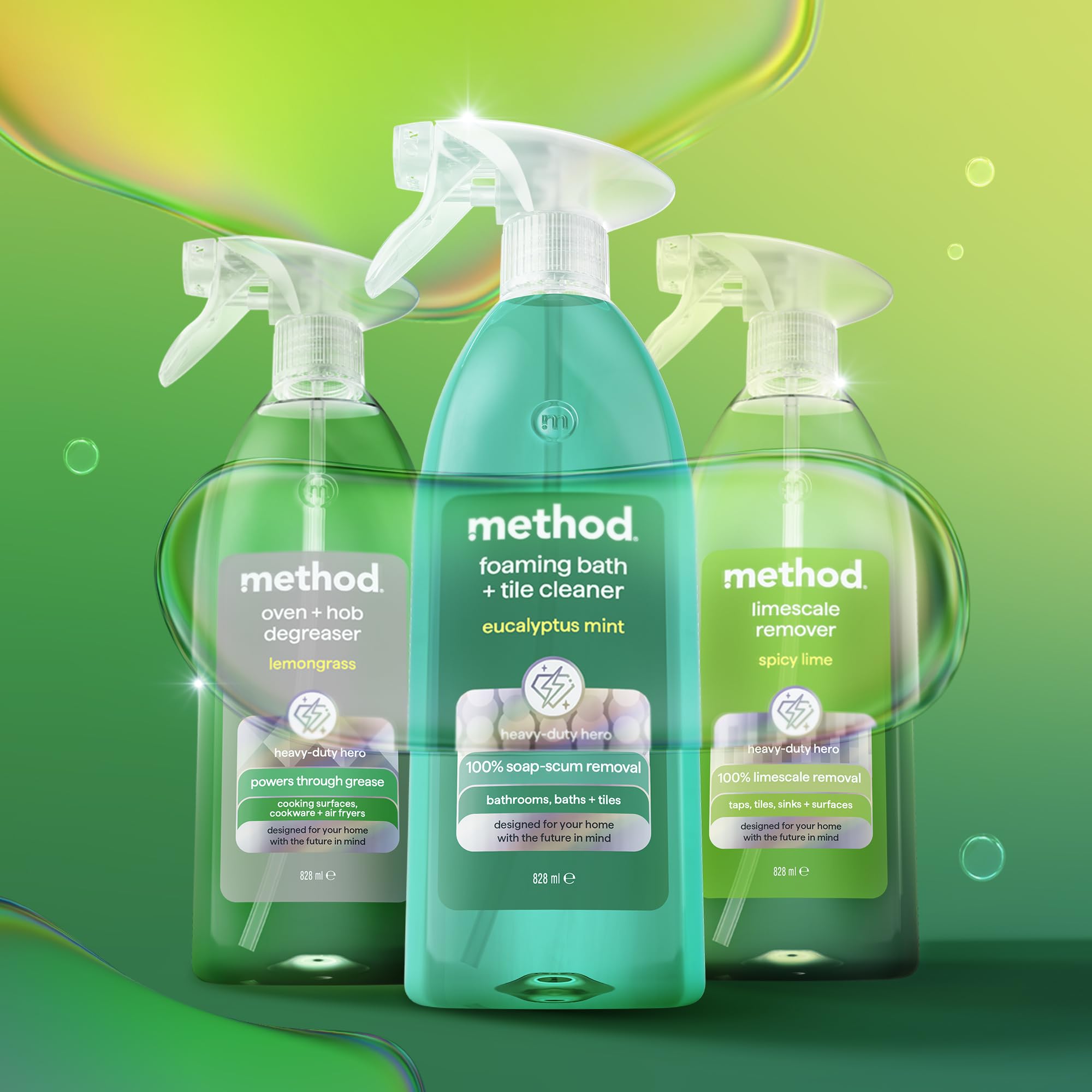 Method Foaming Bath + Tile Cleaner - 828ml Spray | Removes Soap Scum & Limescale | Eucalyptus Mint 4