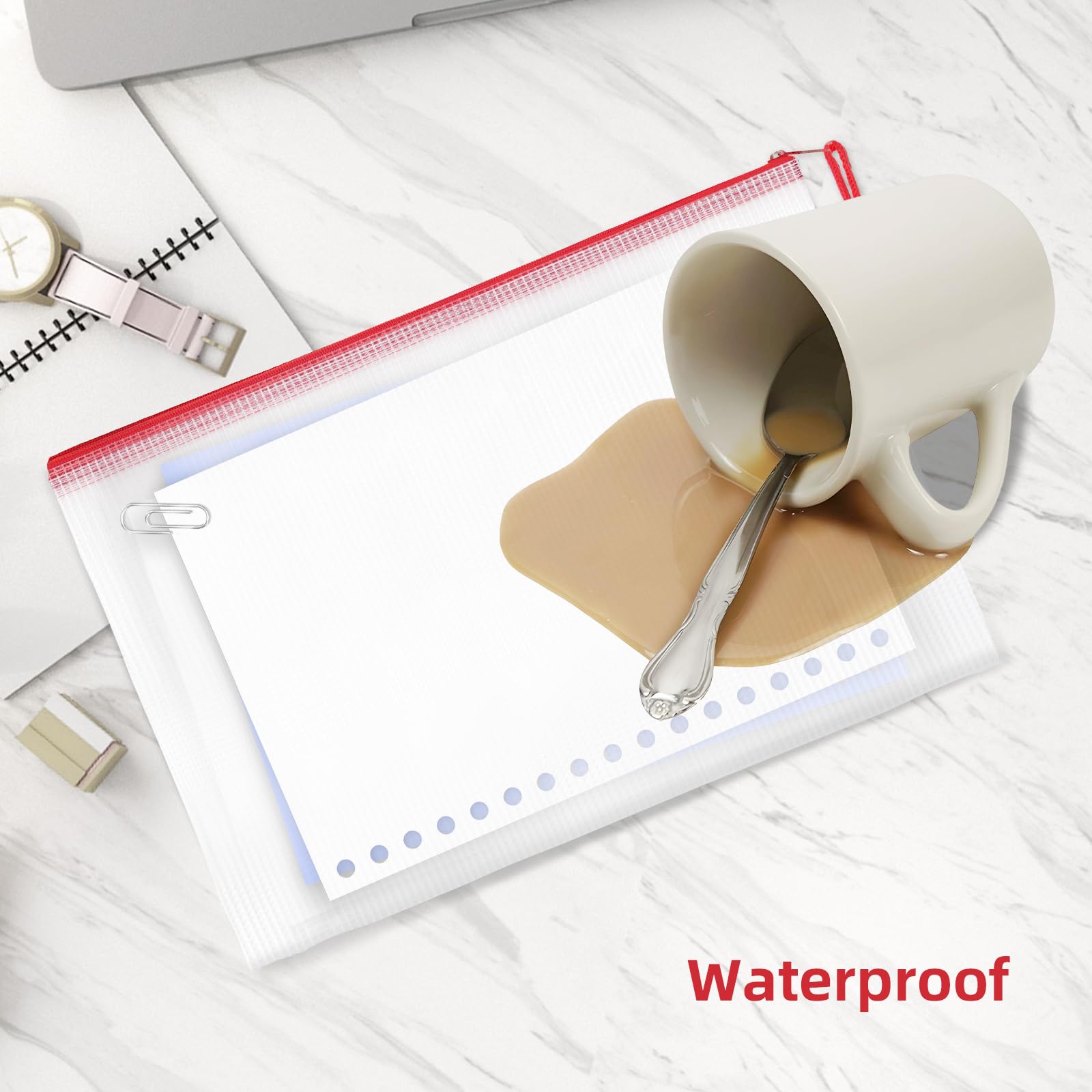 NORTHERN BROTHERS 32PCS Waterproof PVC Zip Lock Document Wallets in 8 Assorted Sizes 5
