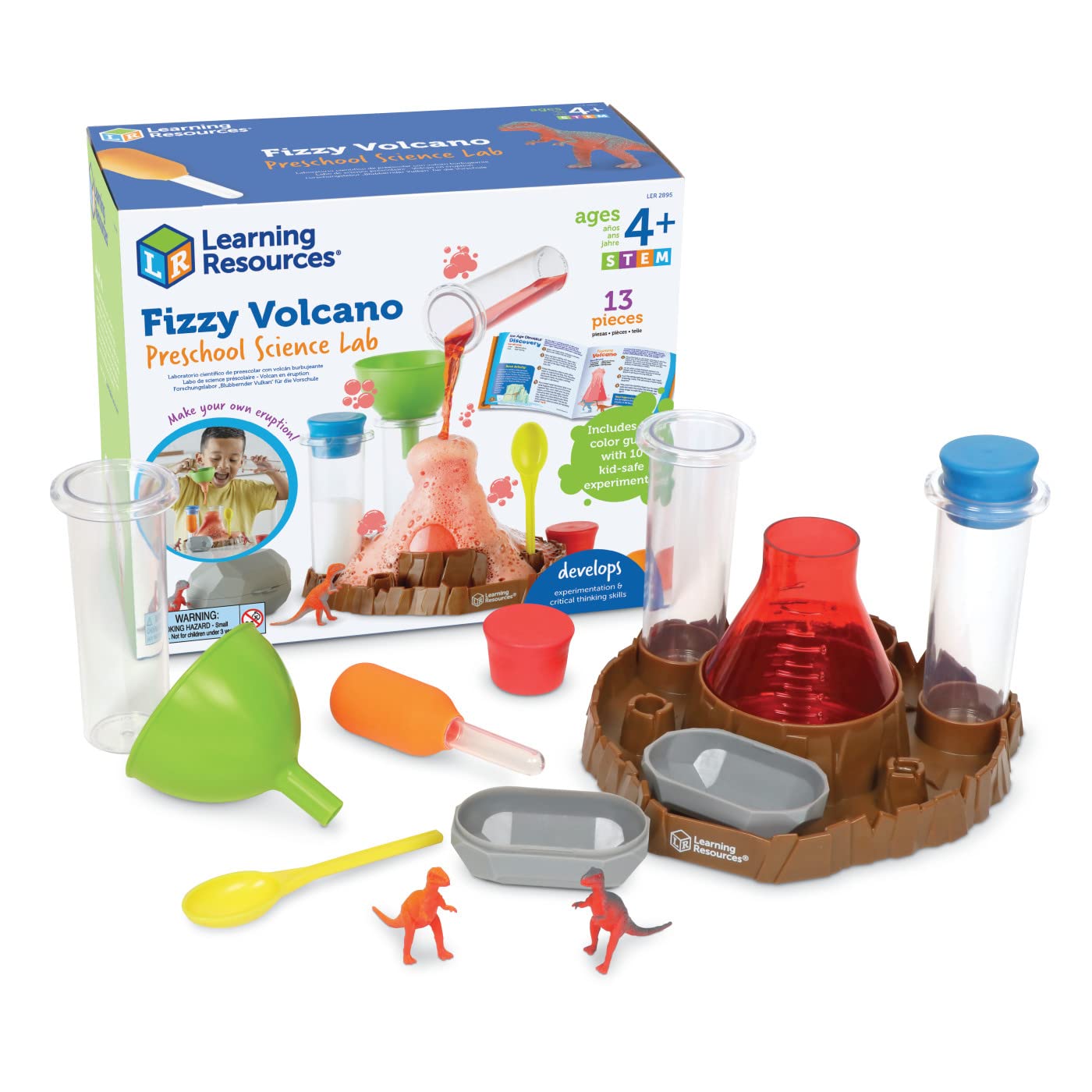 Learning Resources Fizzy Volcano Preschool Science Lab Set - Ages 4+, 13 Pieces, Multicolor