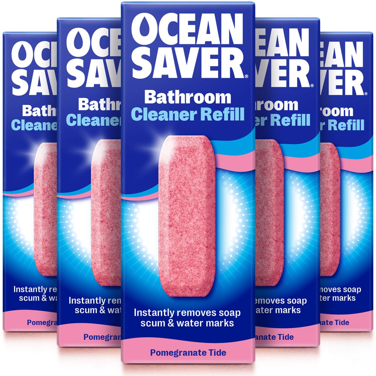 OceanSaver Eco Bathroom Cleaner Refills - Pomegranate Scent, 6x 10ml Tablets | Plant-Based, Non-Toxic