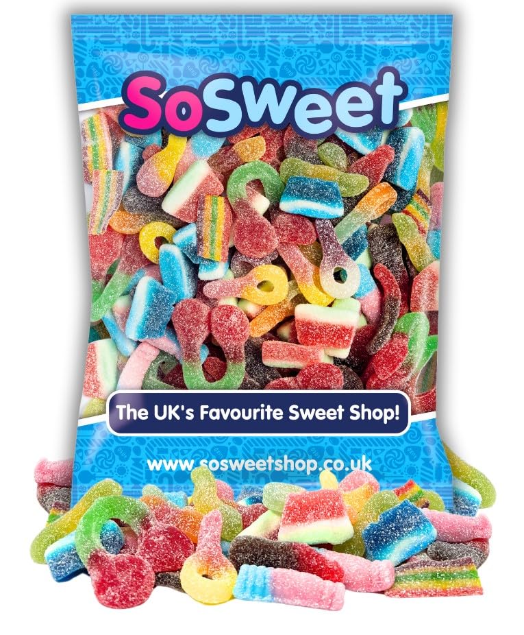 SoSweet Fizzy Sweet Mix – 1 kg spritzige Pick & Mix-Süßigkeiten | Saure Fruchtaromen, Partysüßigkeiten, Leckereien zum Teilen